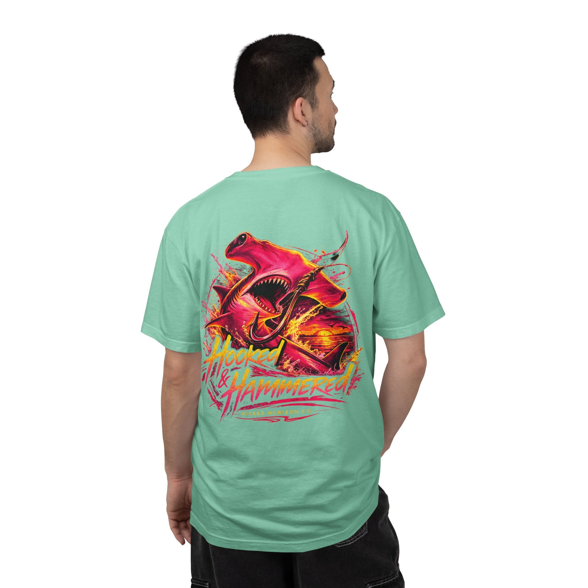 Hooked & Hammered Fishing T-shirt, Hooked Horizon Co, Angler Gifts, Shark Lovers