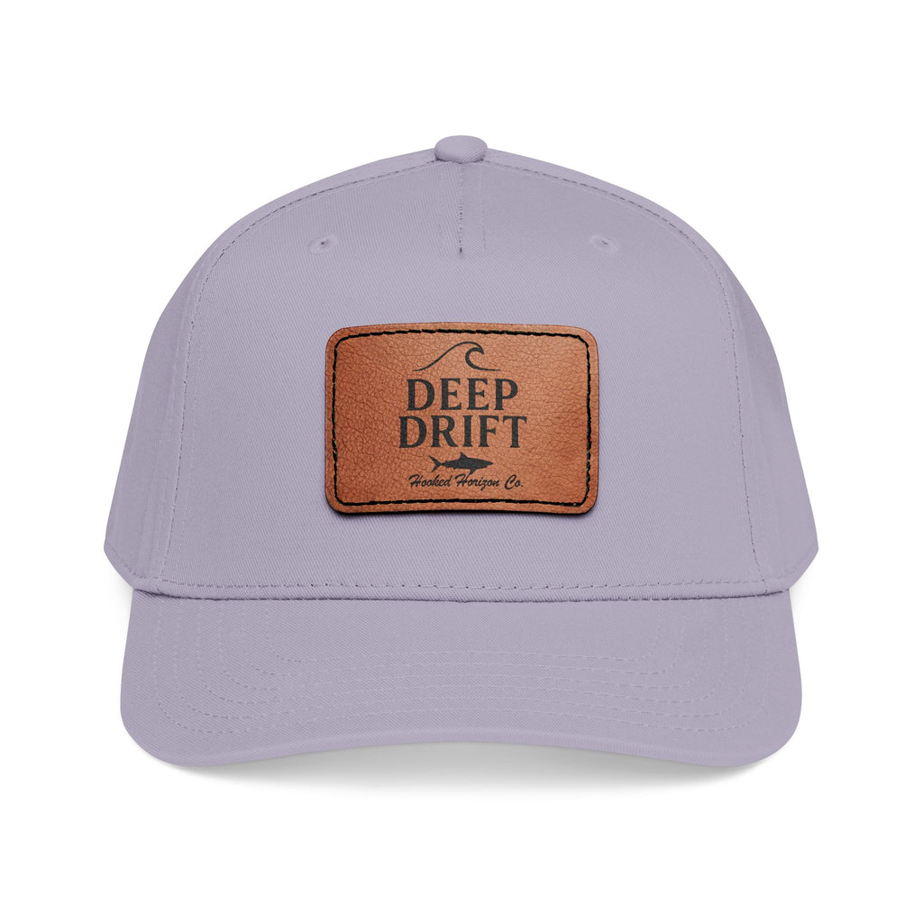 "Deep Drift" Shark Wave Leather Patch Baseball Cap — Hooked Horizon Co. Ocean Wave Logo, Multiple Color Variations