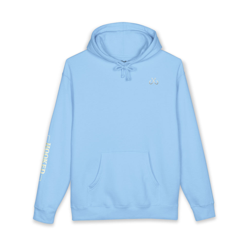 Sea Otter & Sunset Hoodie Hooked Horizon Co. — Minimal Fishing Back Graphic Hoodie, Multiple Color Variations