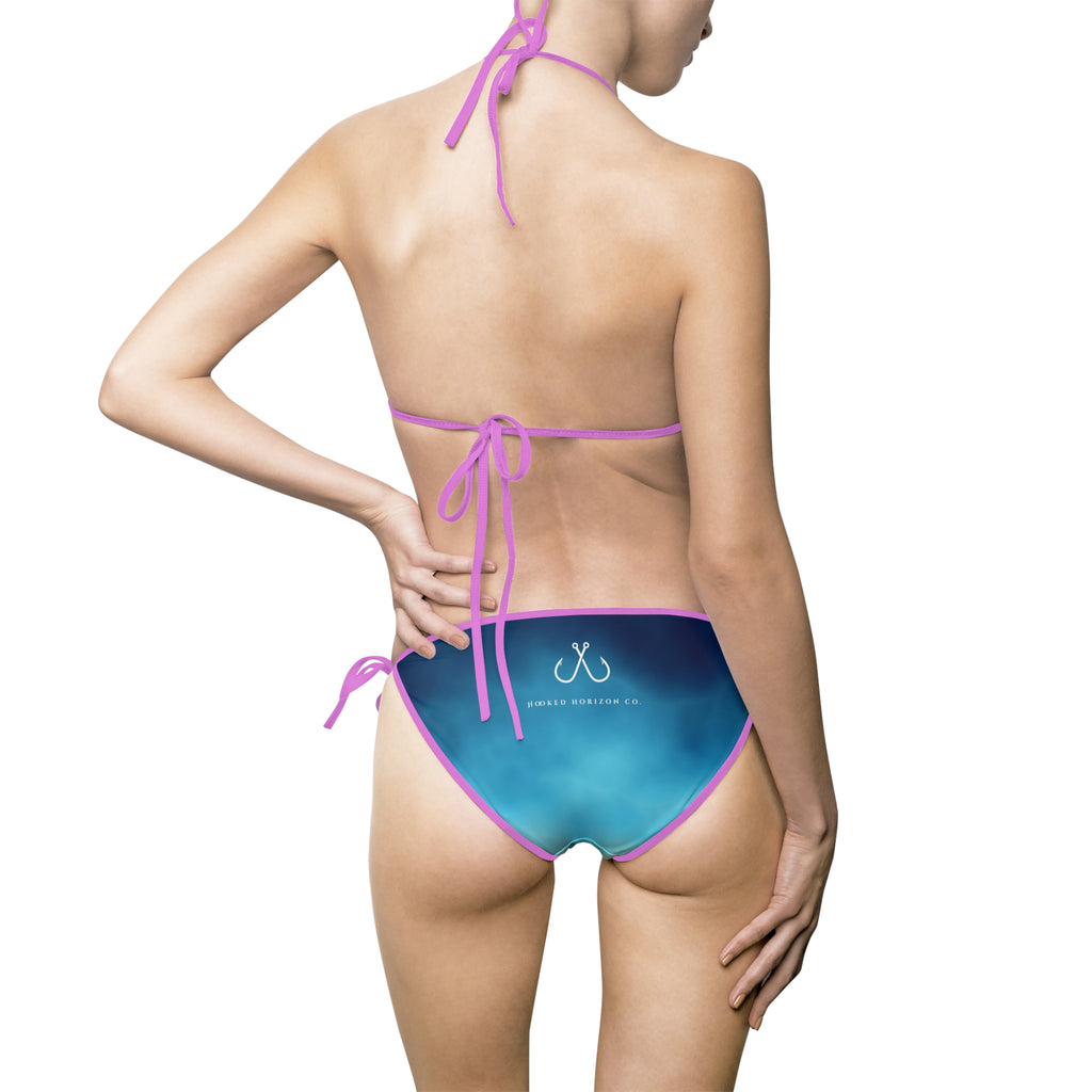 Dark To Light Blue Ombre Bikini – Hooked Horizon Co. Swimsuit, Summer Beachwear, Swimwear for Vacations, Pool Parties, Tropical Getaways, Custom Strap Colors – Multiple Variations
