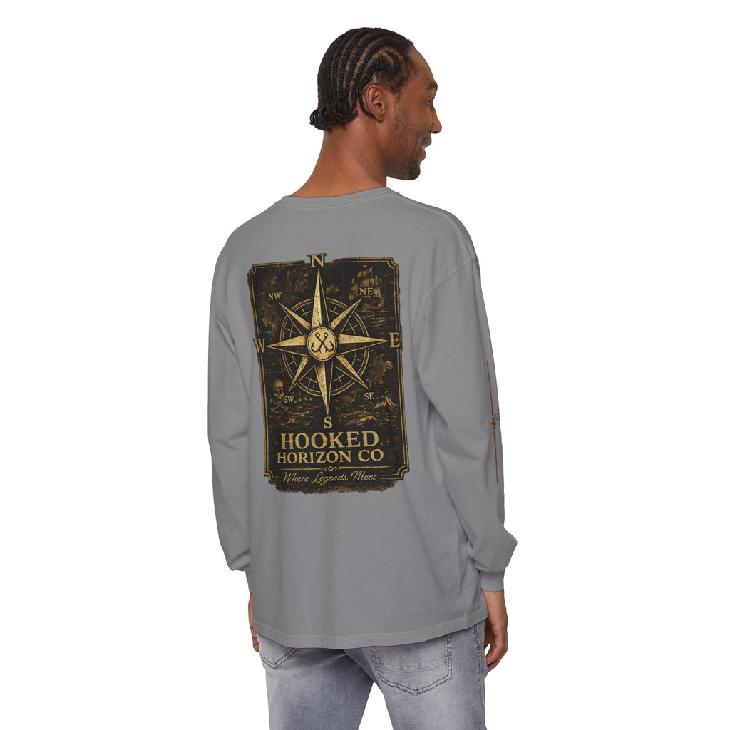 Compass Long Sleeve T-Shirt, Ocean Adventure Apparel, Boat Trip Shirt, Coastal Style, Gift for Fishermen