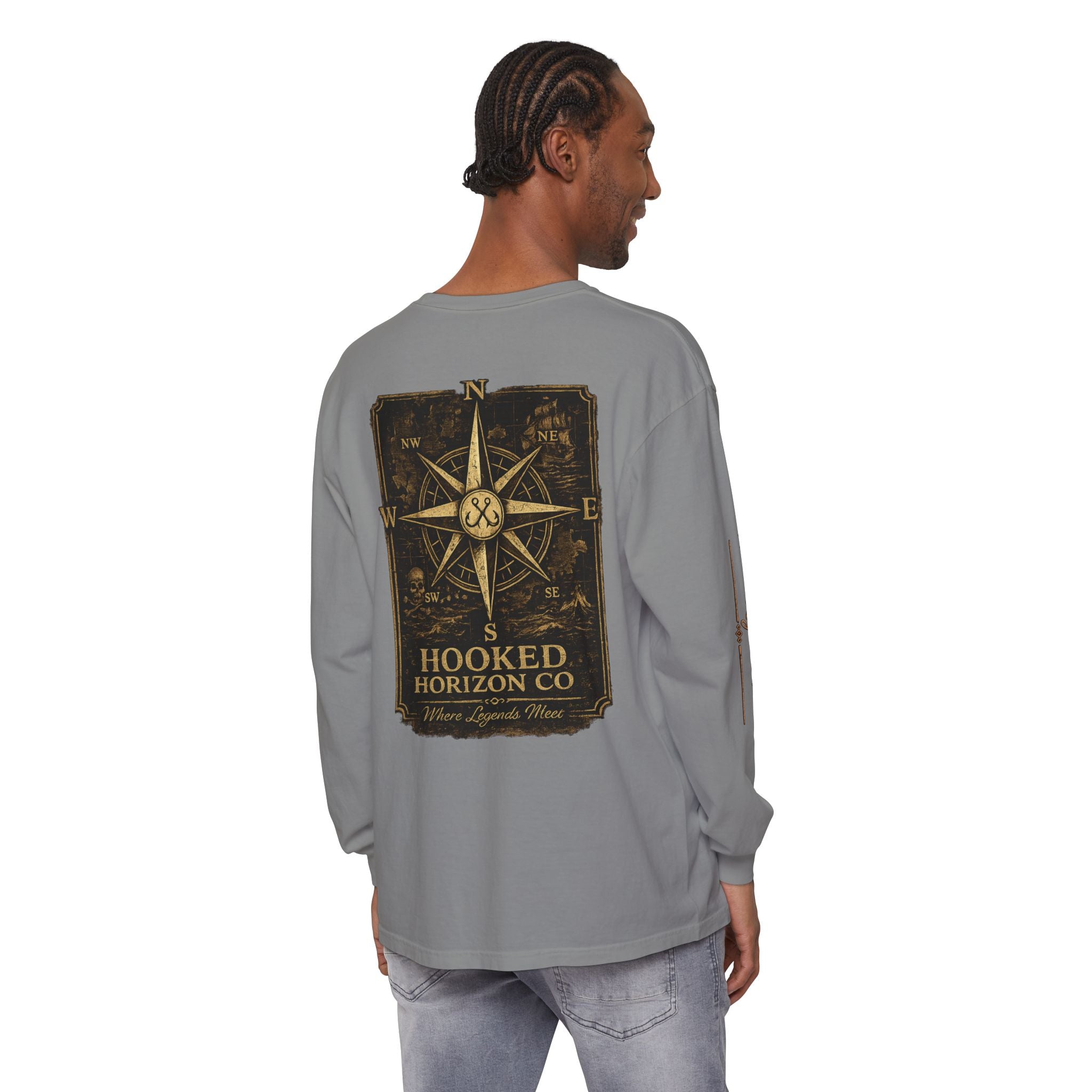 Compass Long Sleeve T-Shirt, Ocean Adventure Apparel, Boat Trip Shirt, Coastal Style, Gift for Fishermen