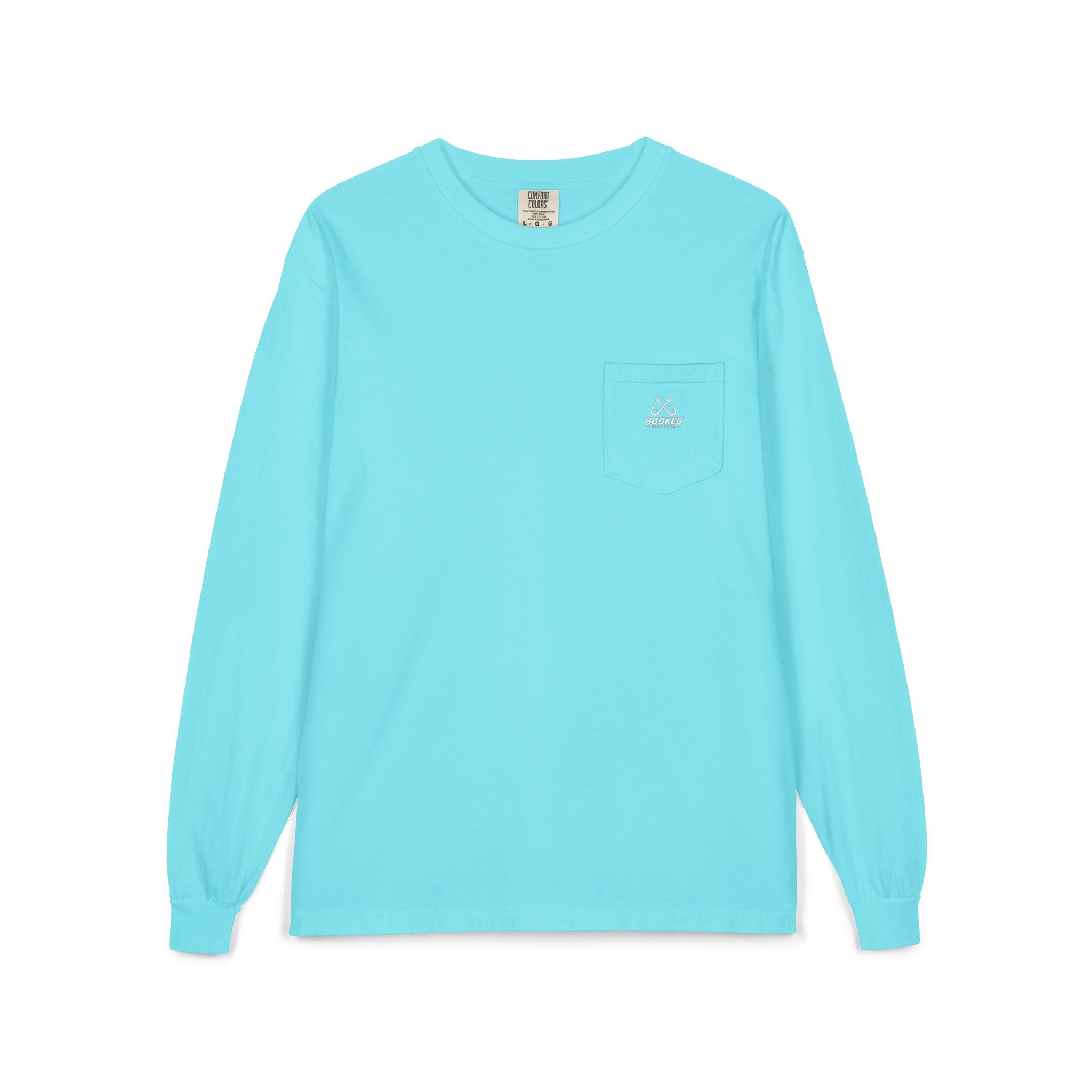 USA Manta Ray Hooked Horizon Co.  Classic Logo Unisex Long Sleeve Pocket T-Shirt