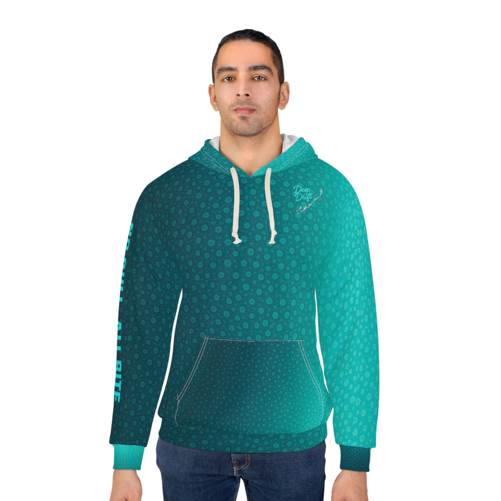 Teal Spotted Fishing Hoodie — Deep Drift Fishing,  Hooked Horizon Co. Neon Ombre Pullover