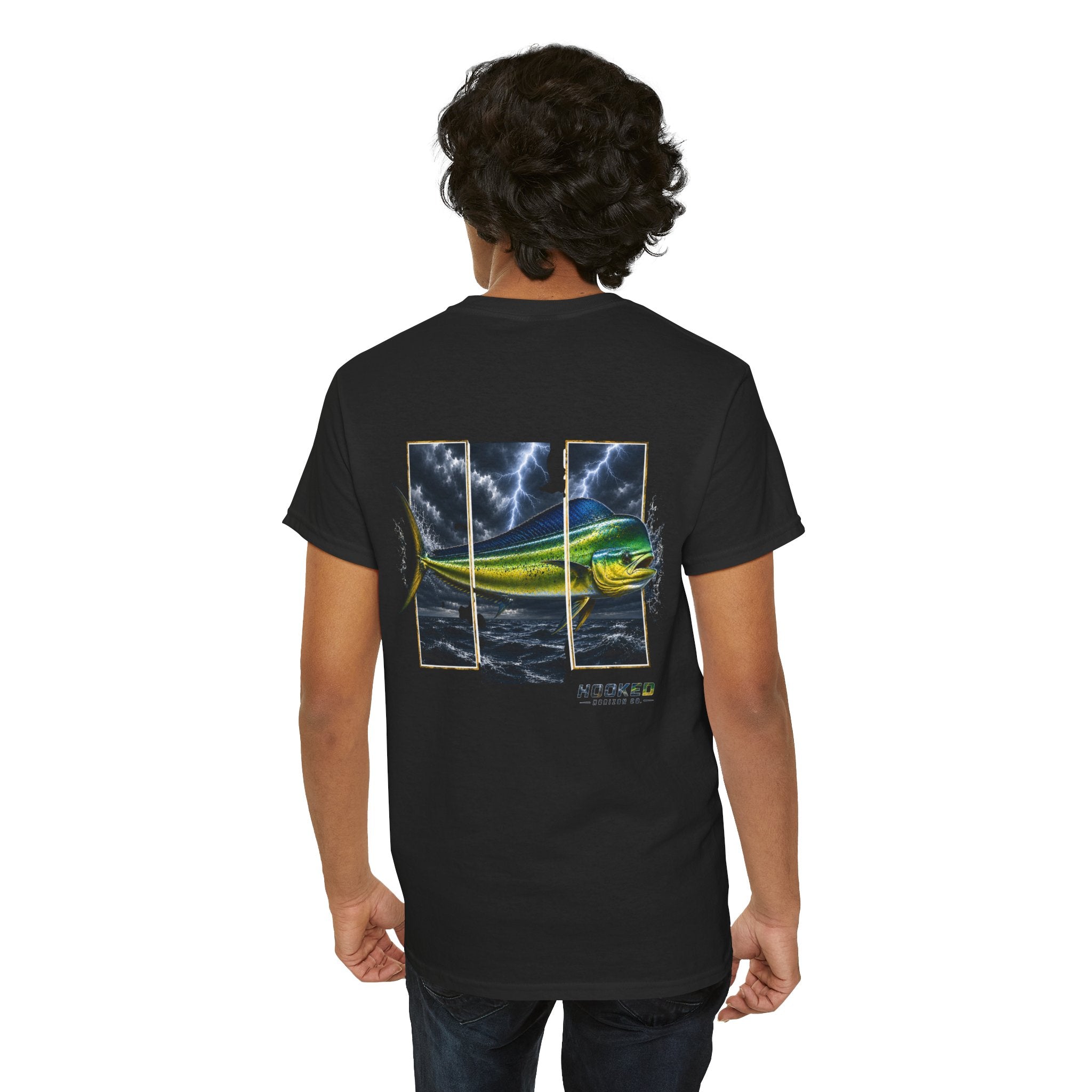 Mahi Mahi Hooked Horizon Co Tee—Ocean Graphic Tee — "Beloved" Ray Design