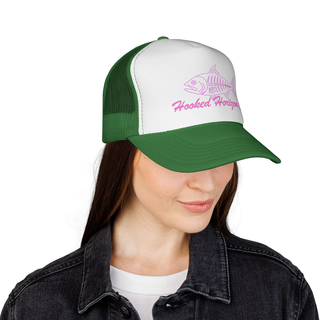 Pink Fish Bone Trucker Cap — Fishing & Beach Hat