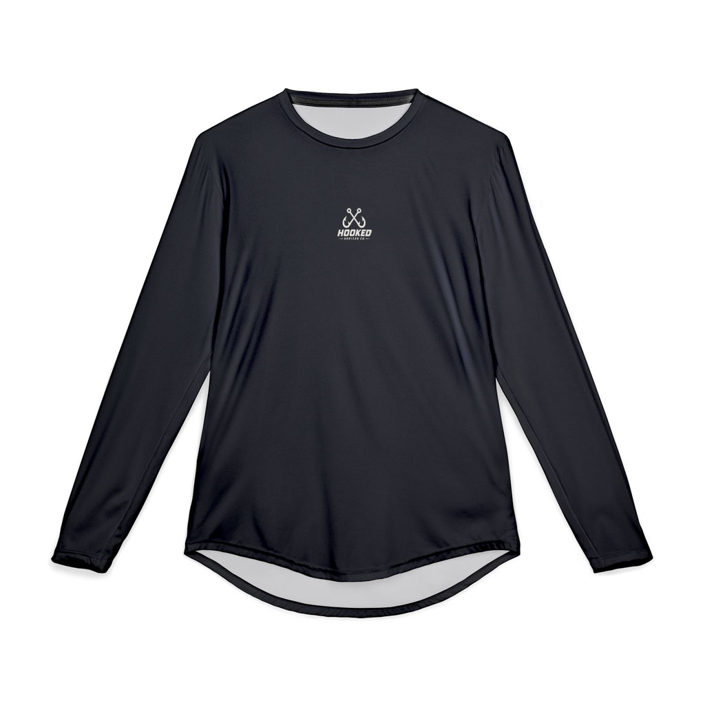 USA Triple Shark Hooked Horizon Co — Men's Long Sleeve UV Shirt — Chasing Legends Not Trends Graphic Performance Tee