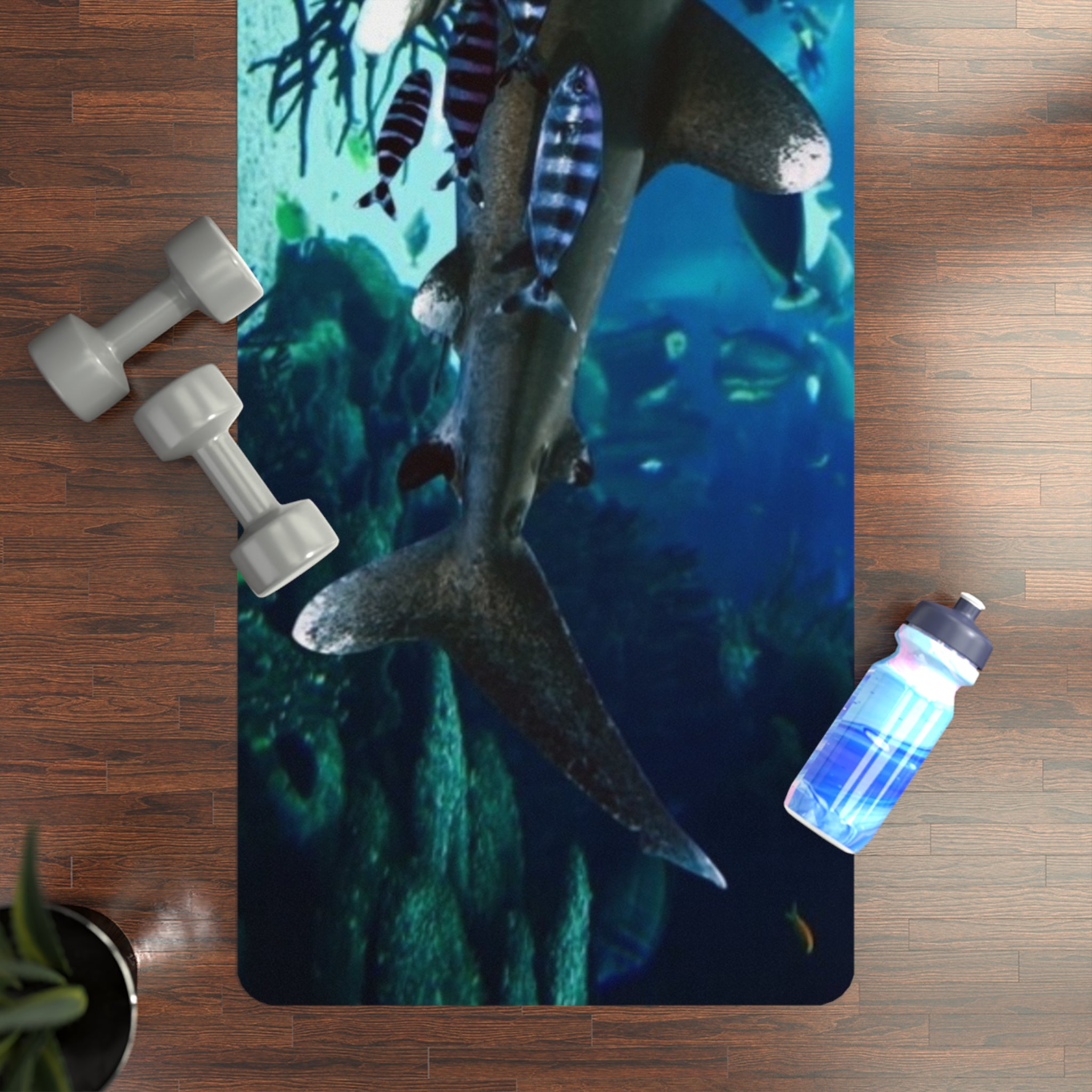 White Tip Shark Ocean-Inspired Rubber Yoga Mat for Mindfulness, Fitness, Eco-Friendly Exercise, Home Workouts, Gift for Yogis