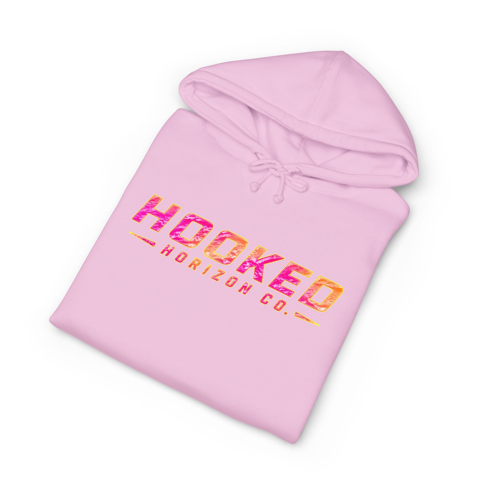 Hot Pink & Peach Hooked Horizon Co. — Fishing Back Graphic Hoodie, Multiple Color Variations