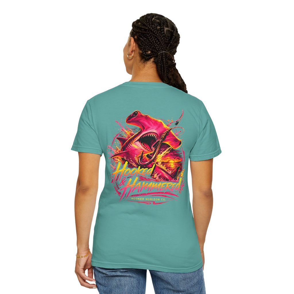 Hooked & Hammered Fishing T-shirt, Hooked Horizon Co, Angler Gifts, Shark Lovers