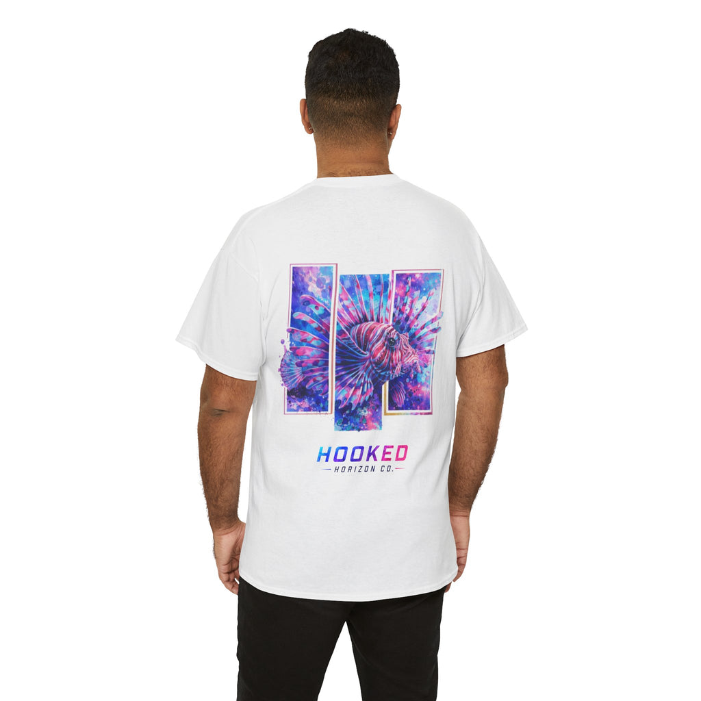 Lion Fish Hooked Horizon Co Tee—Ocean Graphic Tee — "Beloved" Ray Design