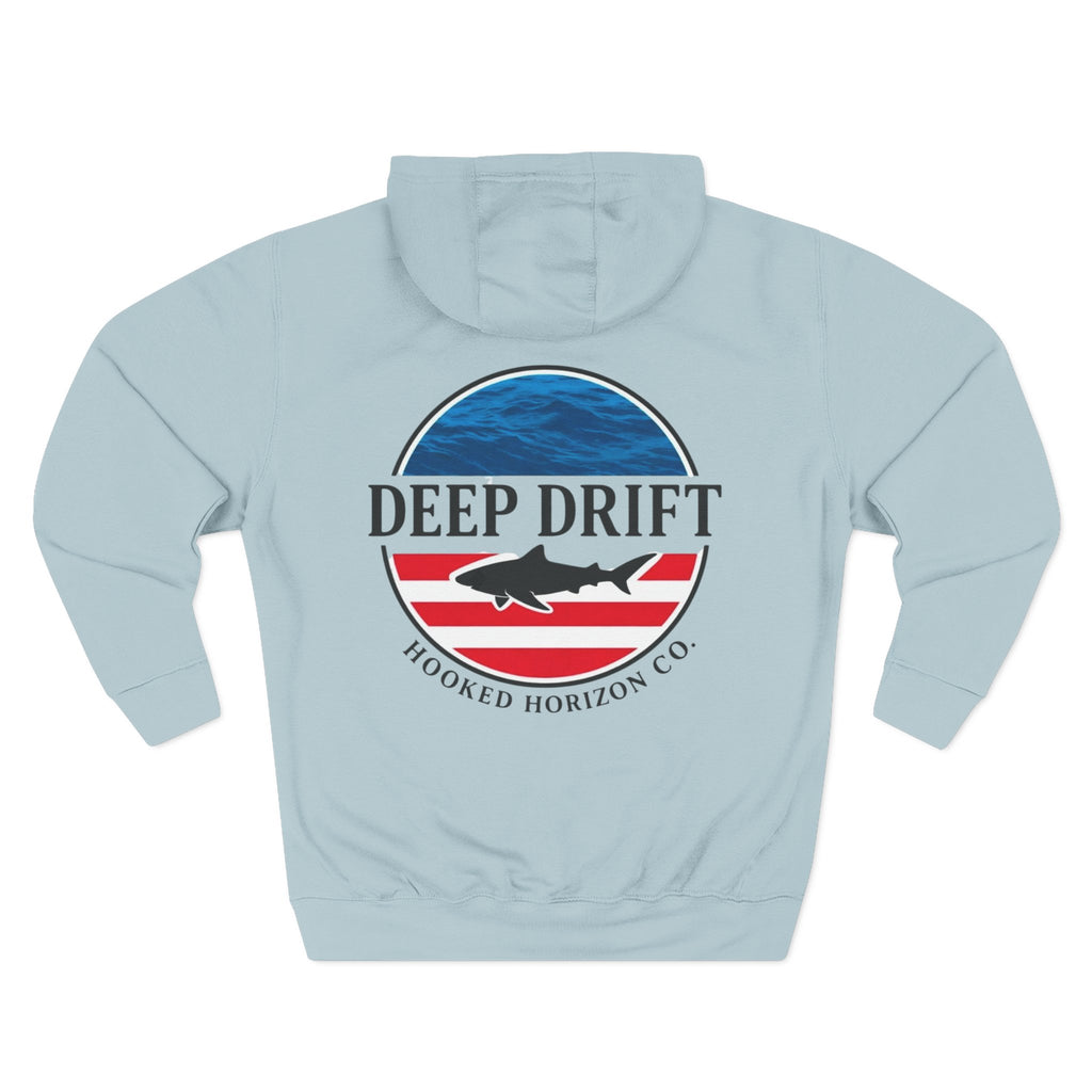 USA Deep Drift — Hooked Horizon Co. Neon Fishing Hoodie – "Chase the Horizon, Hook the Legend" Graphic