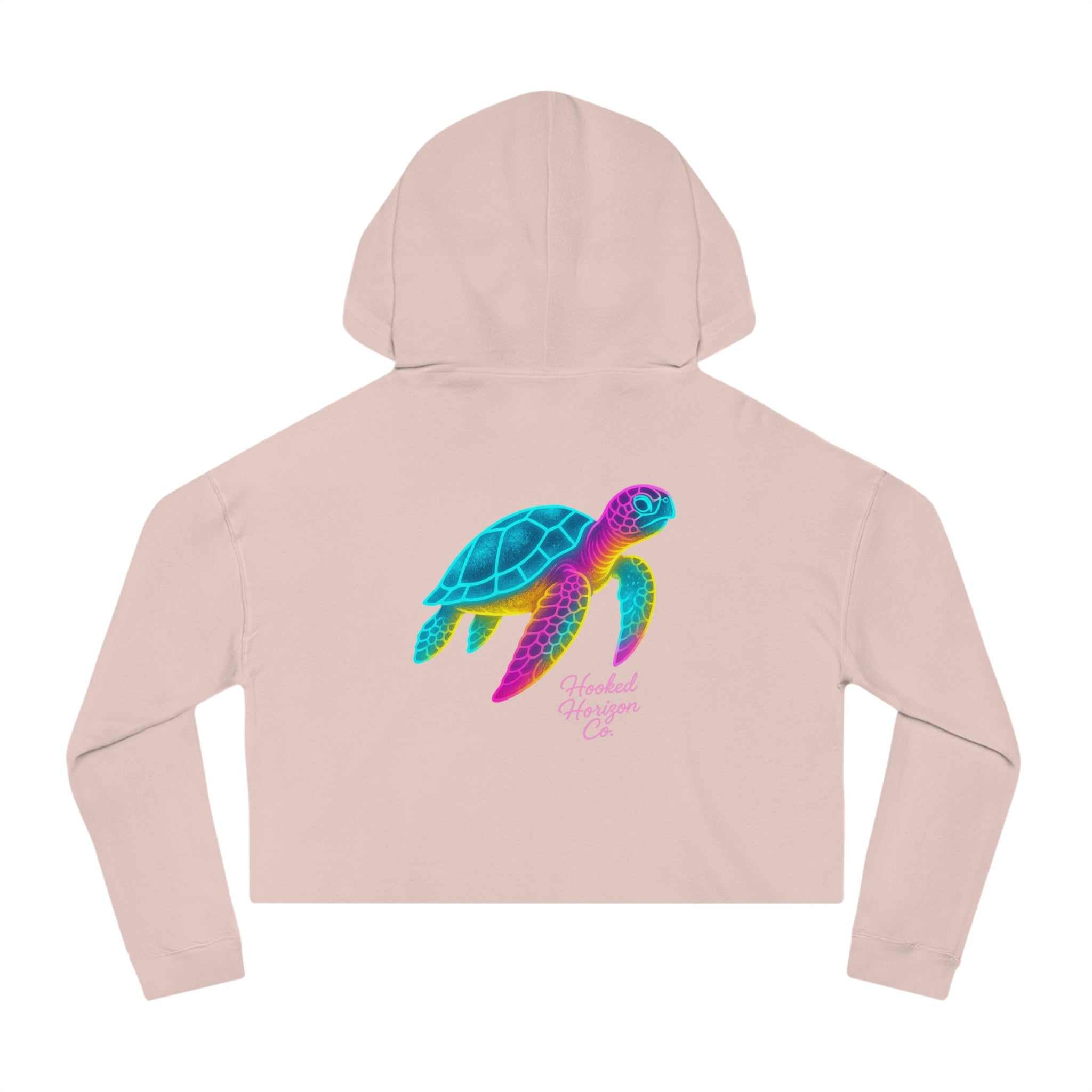 Sea Turtle Cropped Hoodie — "Deep Drift" Hooked Horizon Co. Fishing Graphic