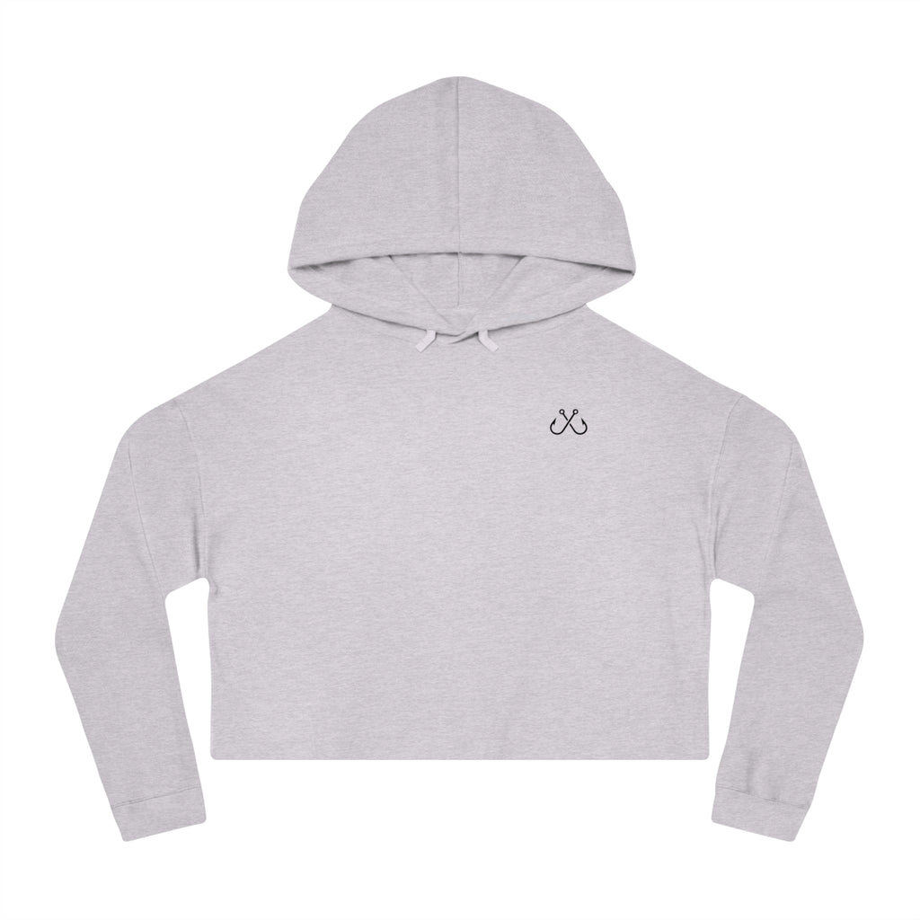 Green Hammer Head Shark Cropped Hoodie — "Deep Drift on the Water" Fishing Graphic