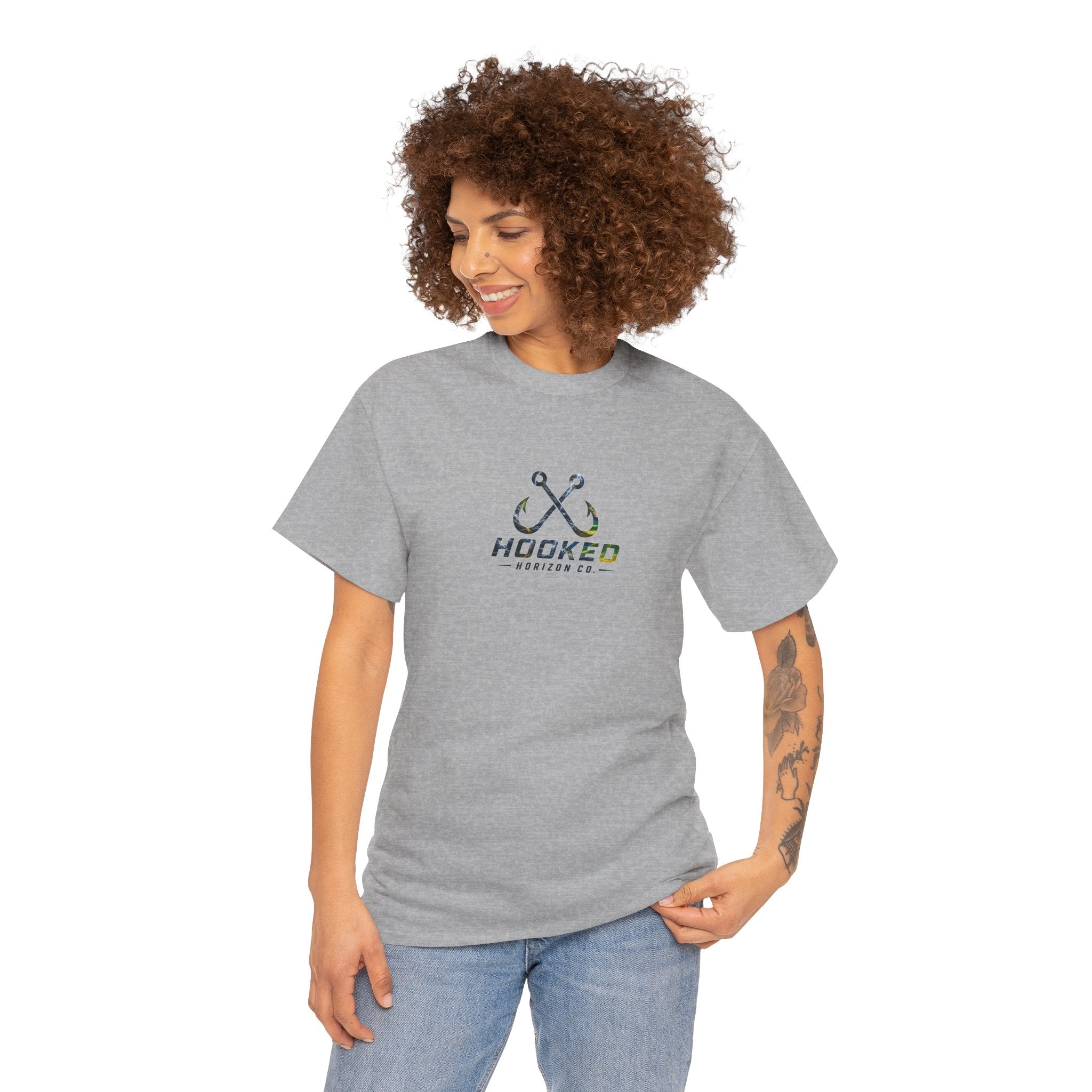 Mahi Mahi Hooked Horizon Co Tee—Ocean Graphic Tee — "Beloved" Ray Design