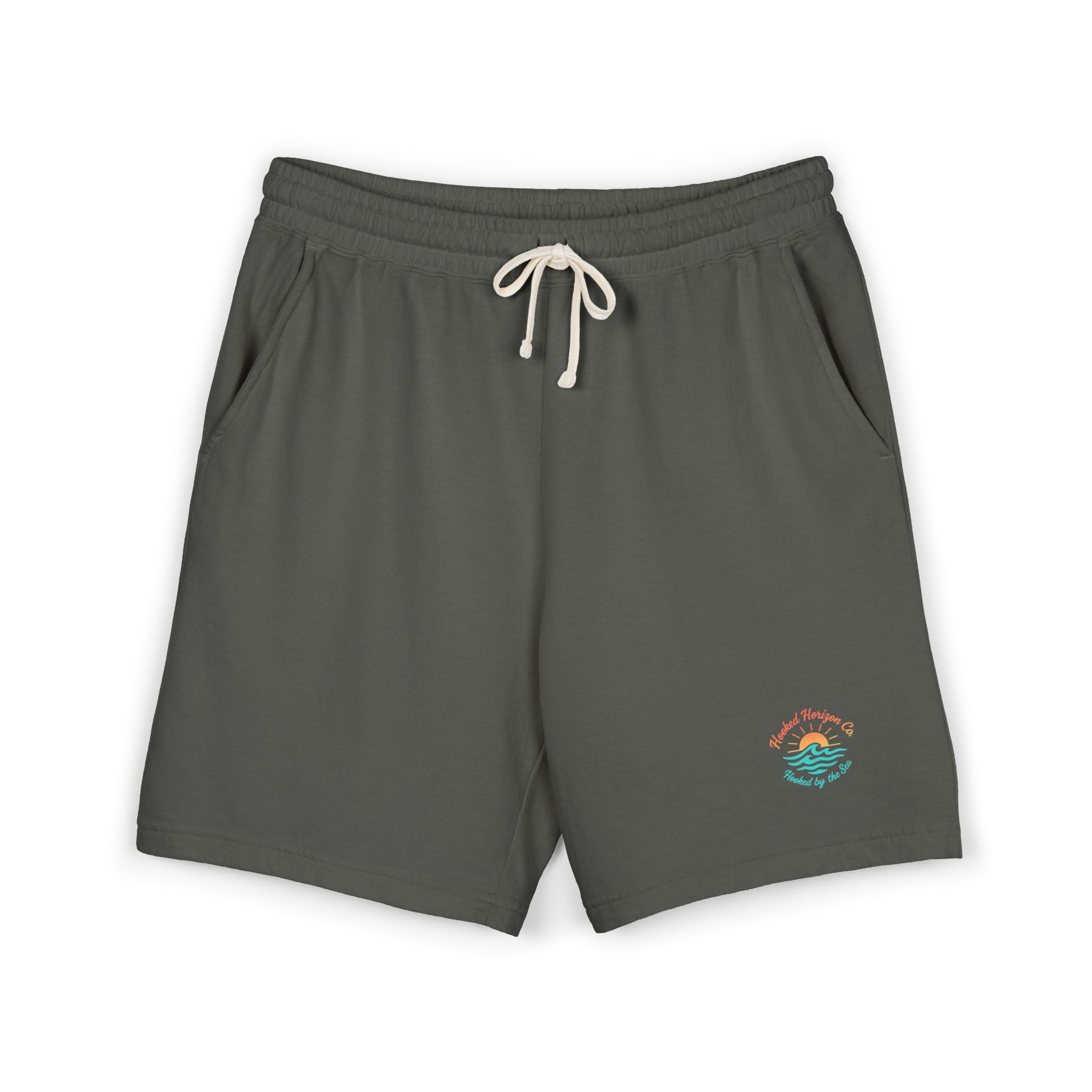 Hooked Horizon Co.  — Ultra Soft Fleece Sweat Shorts — Lightweight Garment-Dyed Lounge Shorts