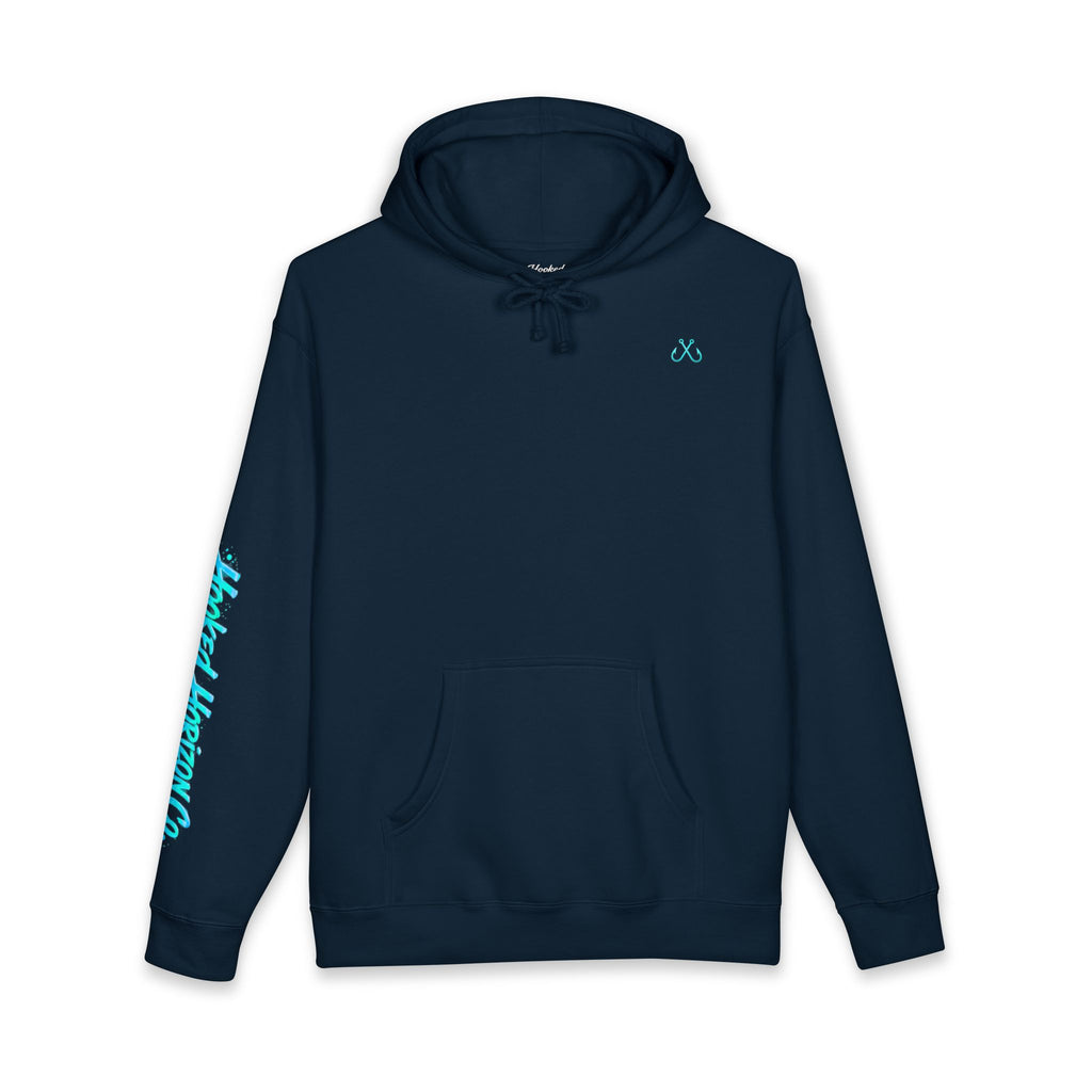 Sea Turtle & Sunset Hoodie Hooked Horizon Co. — Minimal Fishing Back Graphic Hoodie, Multiple Color Variations