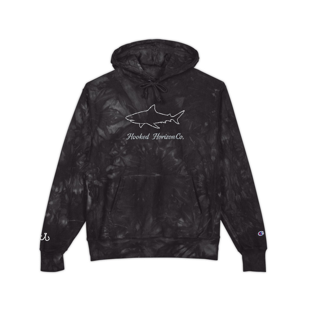 Deep Drift Chic Tie-Dye Hoodie with Embroidered Design | Unisex, Comfortable Hoodie for Everyday Wear, Gifts, Festivals, Casual Style, Trendy Apparel, Fishing Enthusiasts,  Angler Gifts, Him & Her,  Hooked Horizon Co.