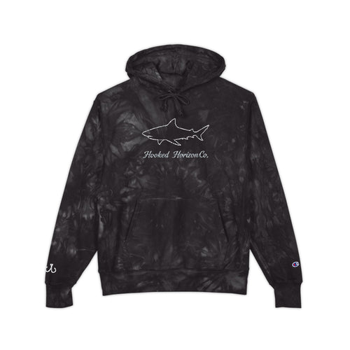 Deep Drift Chic Tie-Dye Hoodie with Embroidered Design | Unisex, Comfortable Hoodie for Everyday Wear, Gifts, Festivals, Casual Style, Trendy Apparel, Fishing Enthusiasts,  Angler Gifts, Him & Her,  Hooked Horizon Co.
