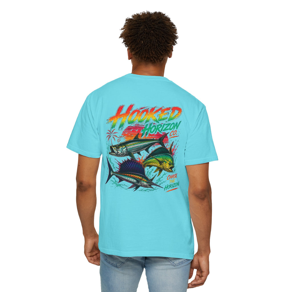 Retro 80s Tripple Fish Fishing Tee — Hooked Horizon Co.  Angler Gifts Ocean Lover Gifts