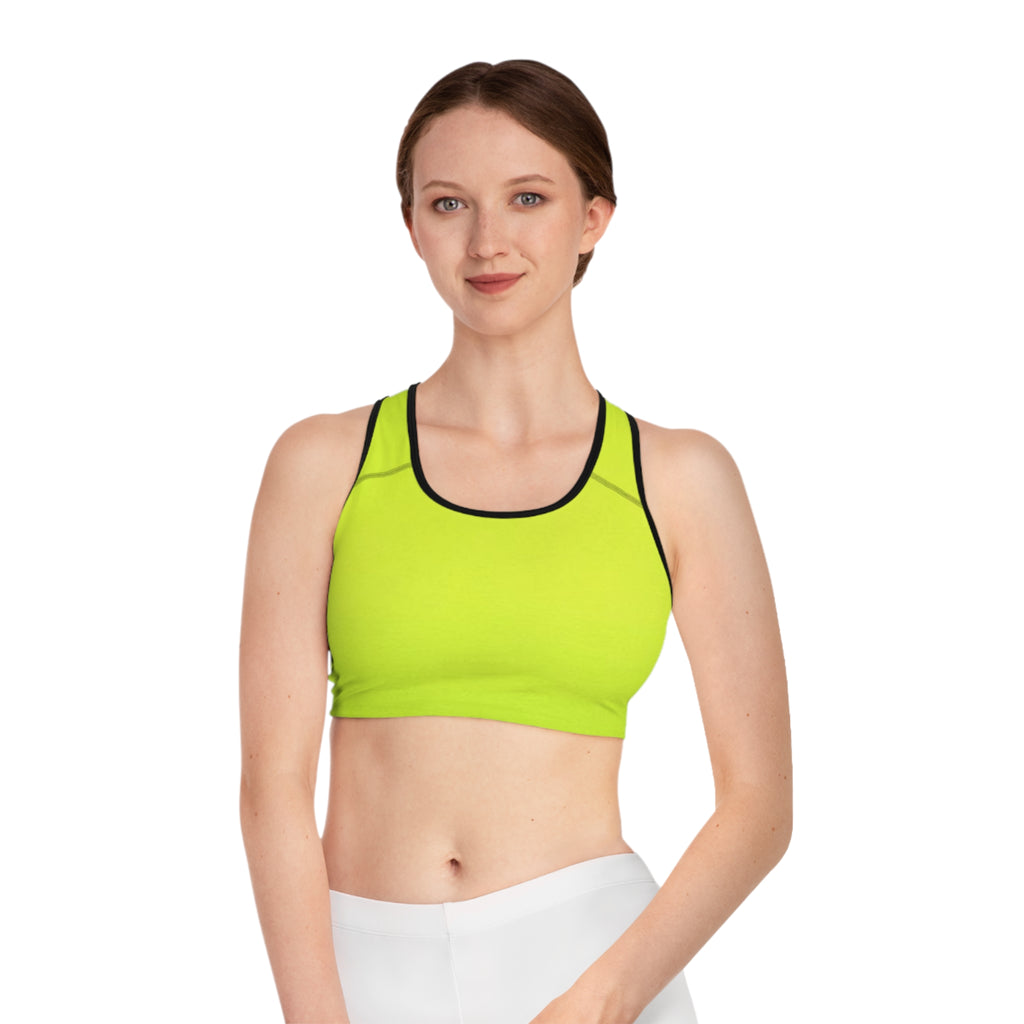 Lime Green Deep Drift Hooked Horizon Co. Stylish Sports Bra for Active Women, Workout Top, Gym Essential, Fitness Apparel, Athleisure Wear, Yoga Gear