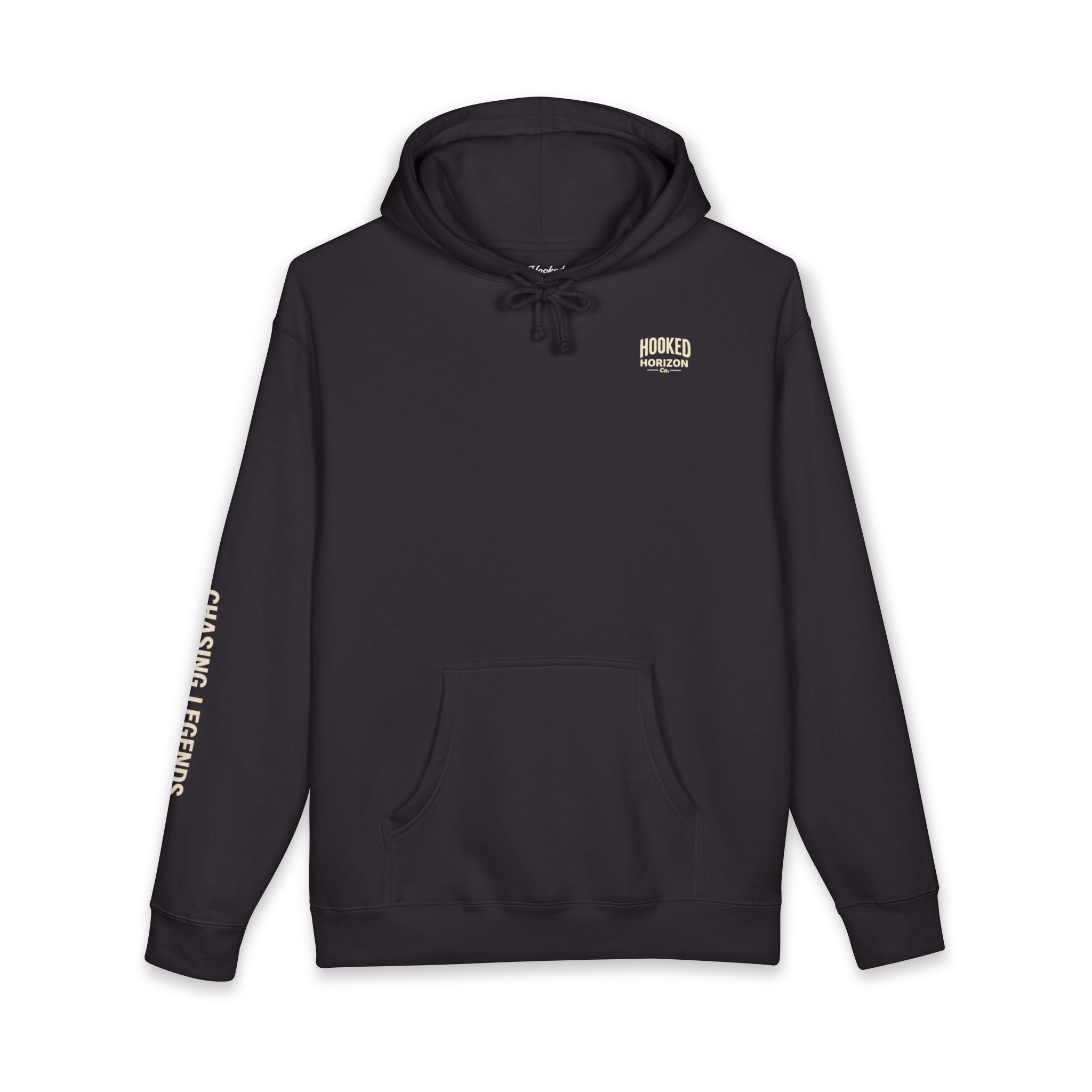 Seagull & Red Sunset Hoodie Hooked Horizon Co. — Minimal Fishing Back Graphic Hoodie, Multiple Color Variations