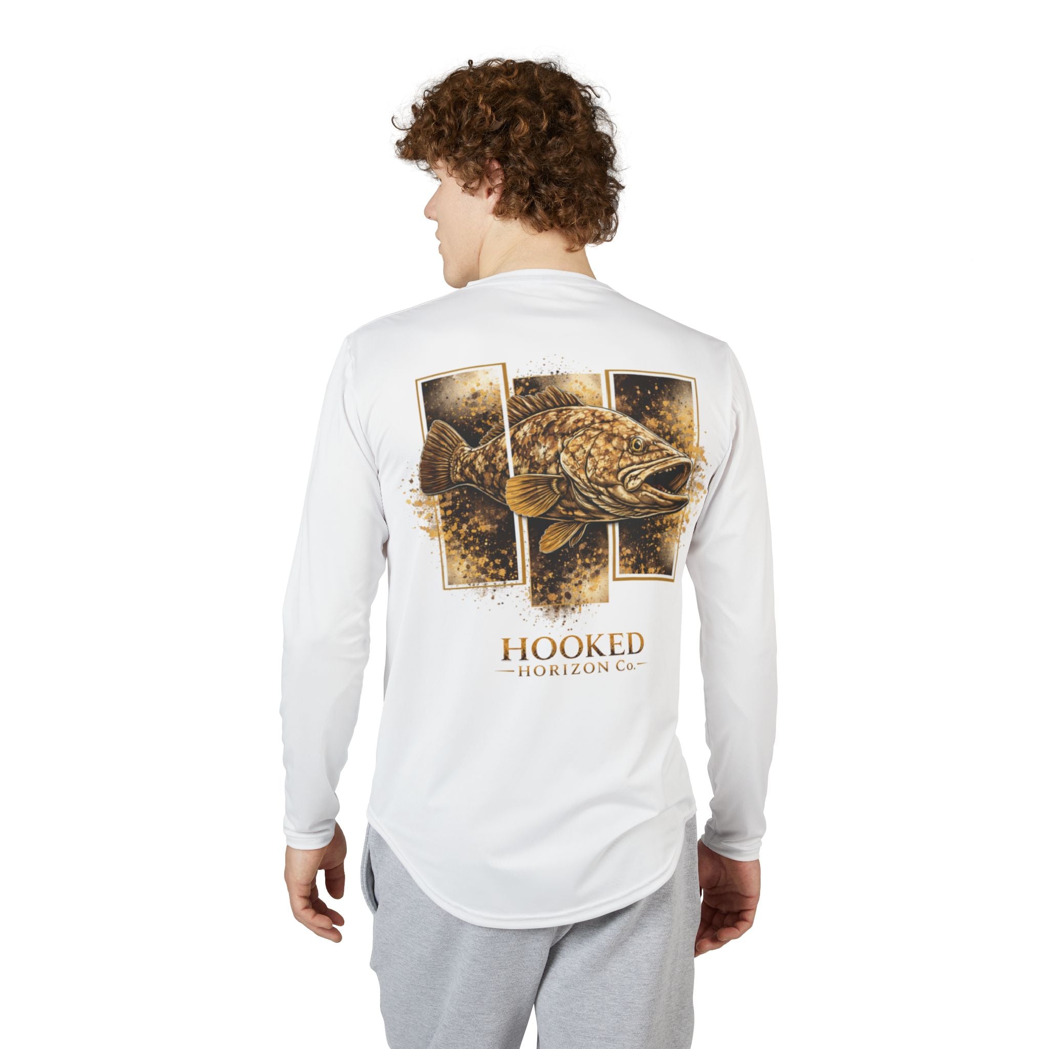 Grouper Hooked Horizon Co — Men's Long Sleeve UV Shirt — Chasing Legends Not Trends Orca Ocean Graphic Performance Tee