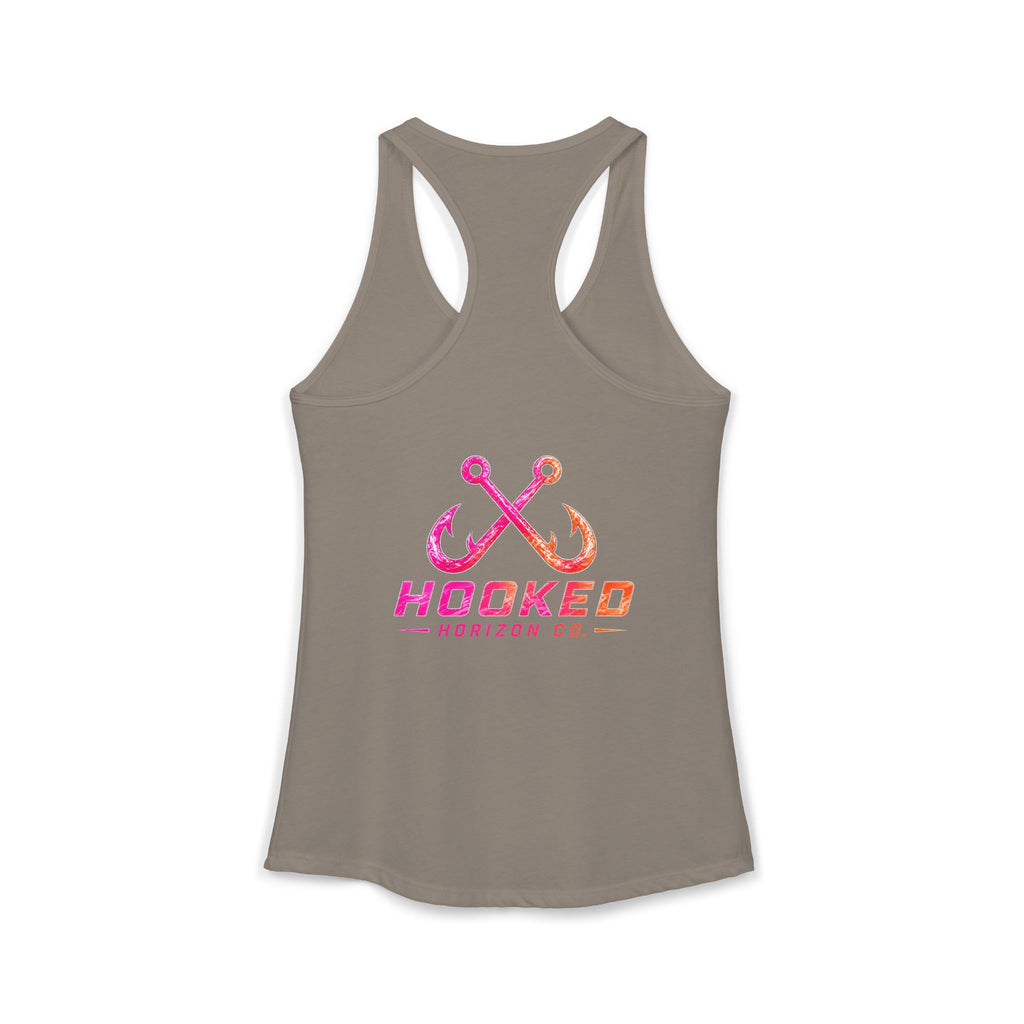 Hot Pink & Peach Hooked Horizon Co.— Soft Women's Ideal Racerback Tank