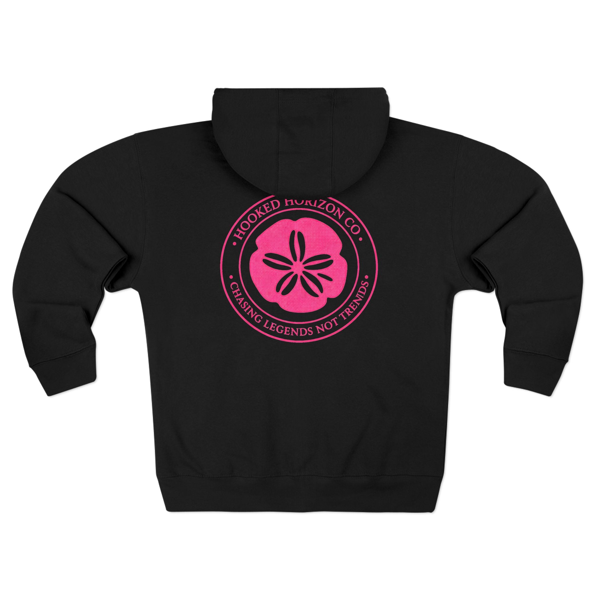 Pink Sand Dollar Tropical Flower Logo— Hooked Horizon Co. Zip-Up Hoodie