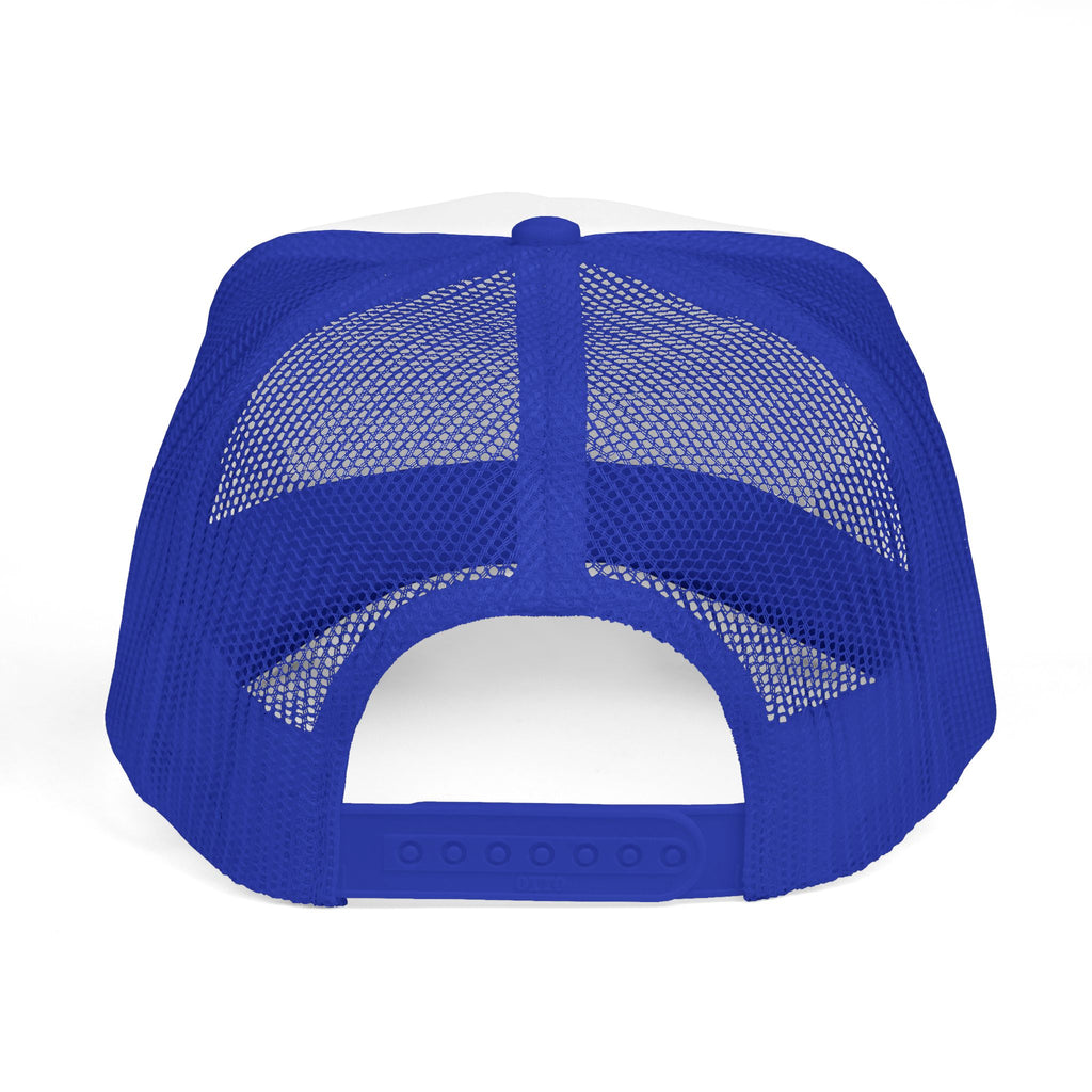 Hooked Horizon Co.  Wave, Sunset & Palm Tree 90s Inspired Trucker Cap in Purple & Blue — Outdoor & Beach Hat Ocean Conservation Gifts For Him & Her