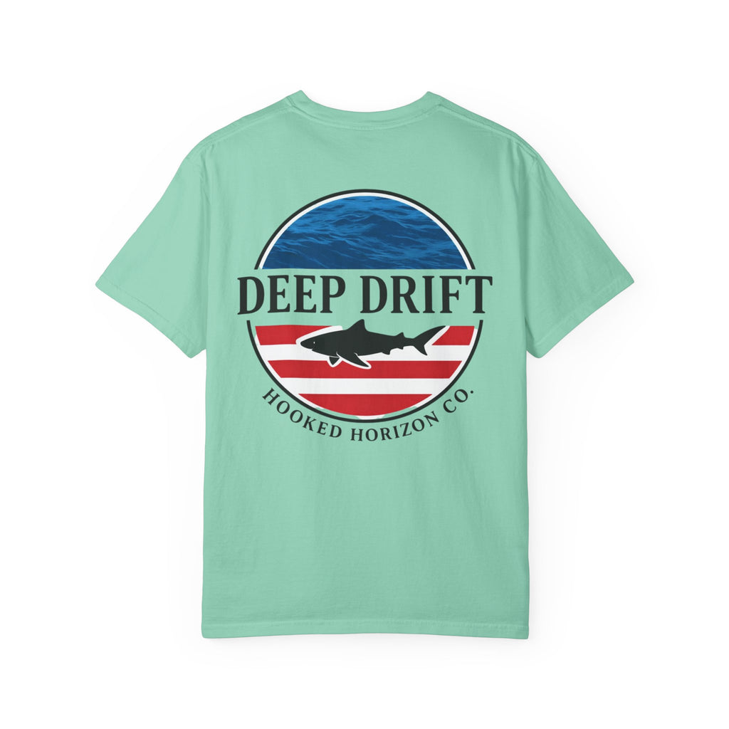 USA Deep Drift Fishing T-Shirt - RED, WHITE & BLUE Fishing Tee for Angler Lovers, Shark Lovers, Ocean Tee