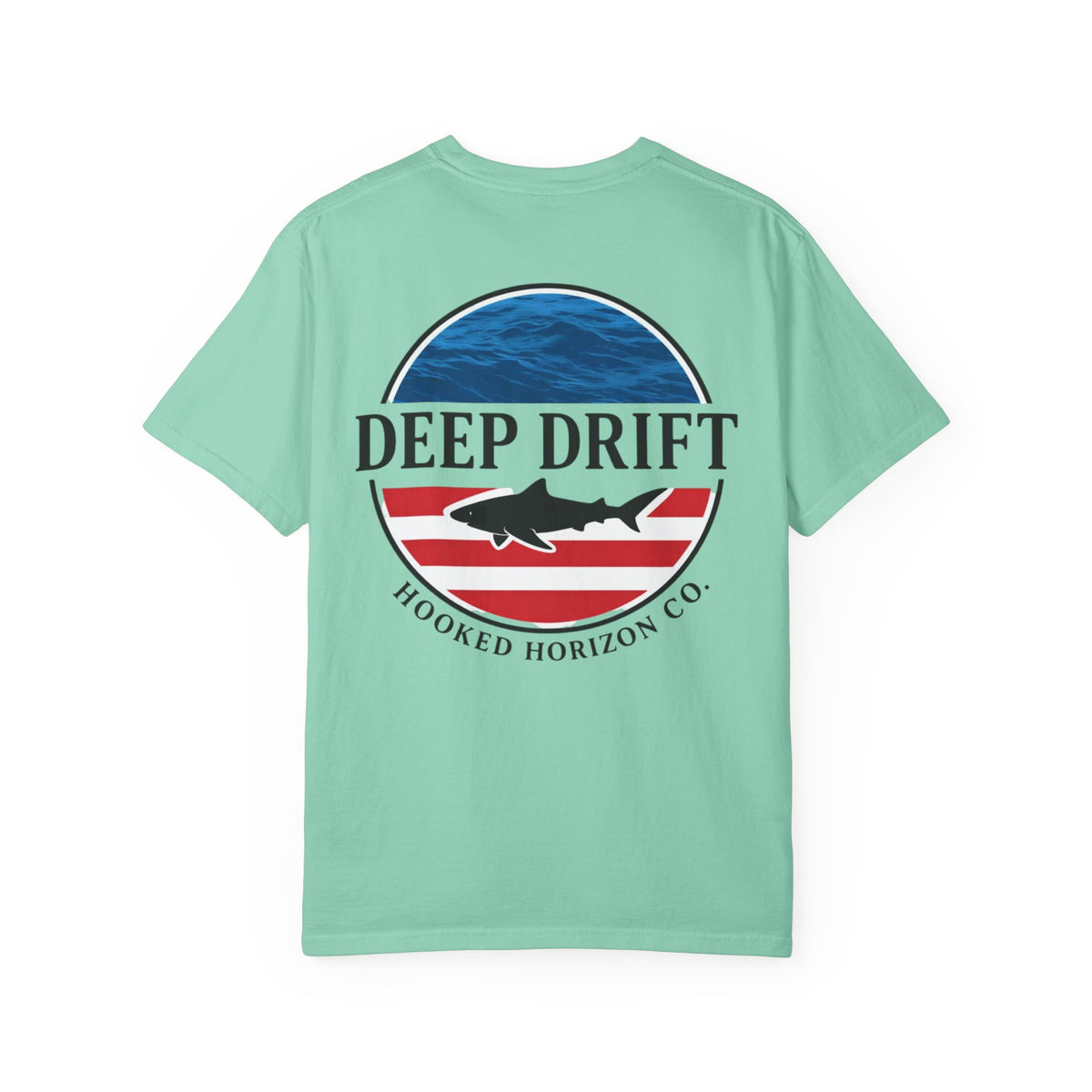 USA Deep Drift Fishing T-Shirt - RED, WHITE & BLUE Fishing Tee for Angler Lovers, Shark Lovers, Ocean Tee