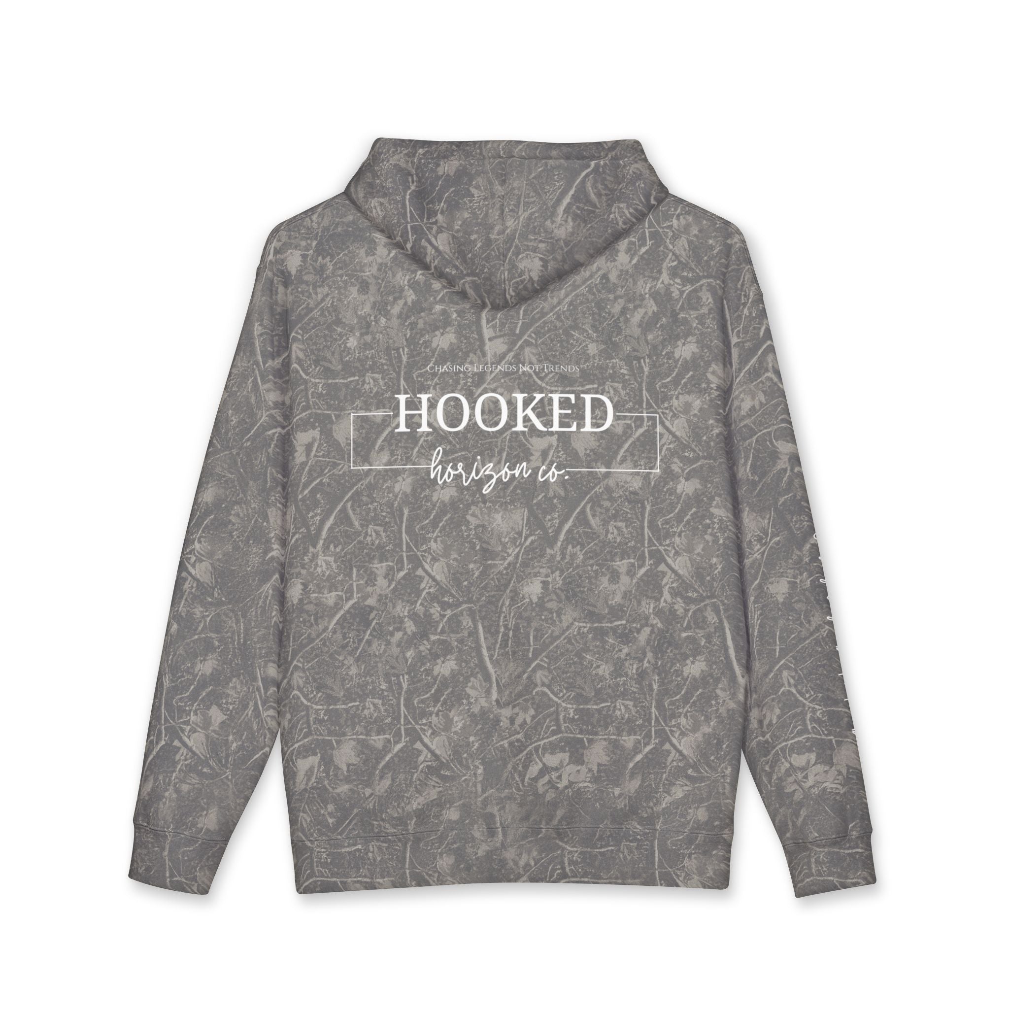 Chasing Legends Not Trends Hoodie Hooked Horizon Co. — Minimal Fishing Back Graphic Hoodie, Multiple Color Variations