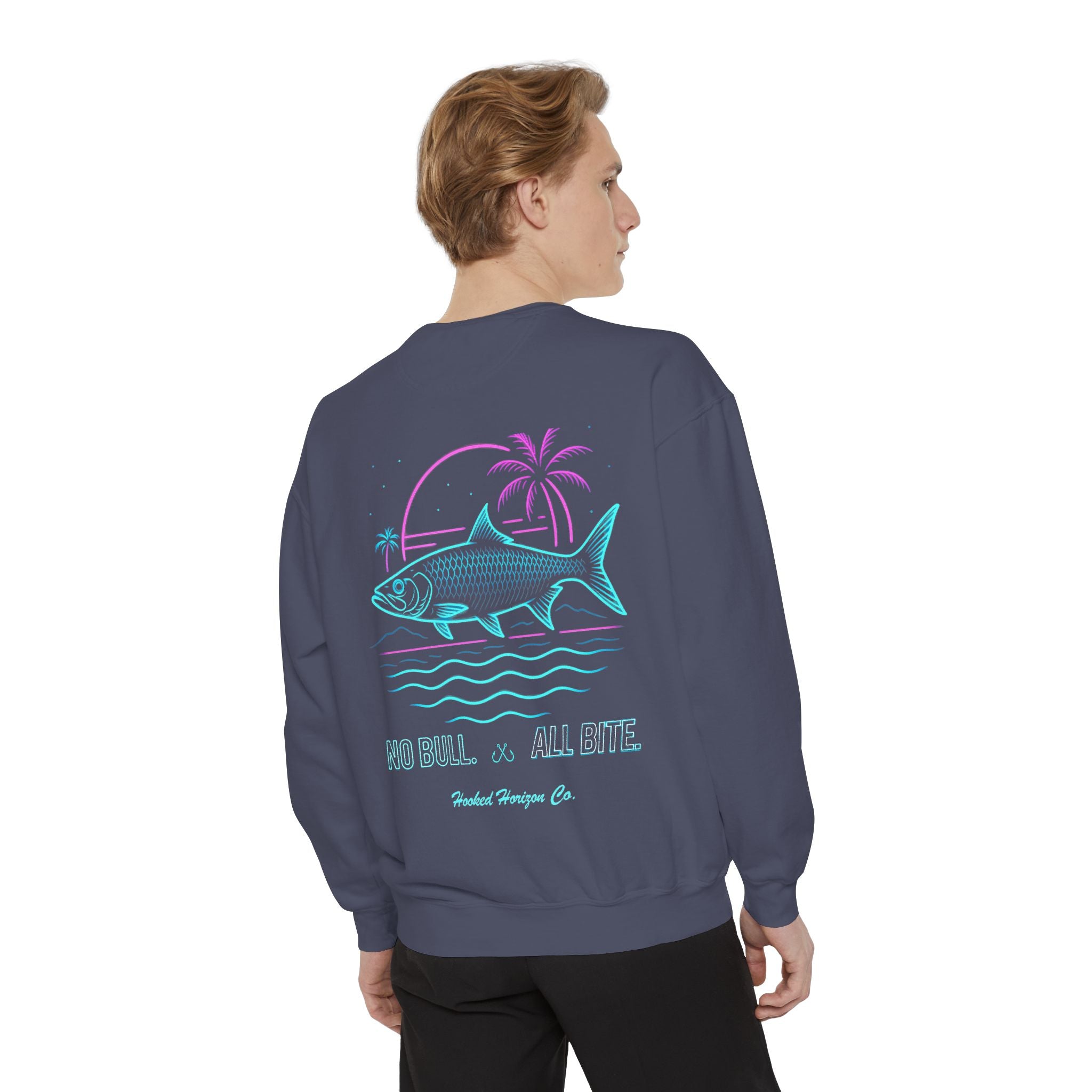 Vintage vibes Neon Tarpon Sweatshirt– Hooked Horizon Co. Ocean apparel, Gifts for Him & Her, Ocean Conservation, Soft Unisex Garment-Dyed Sweatshirt