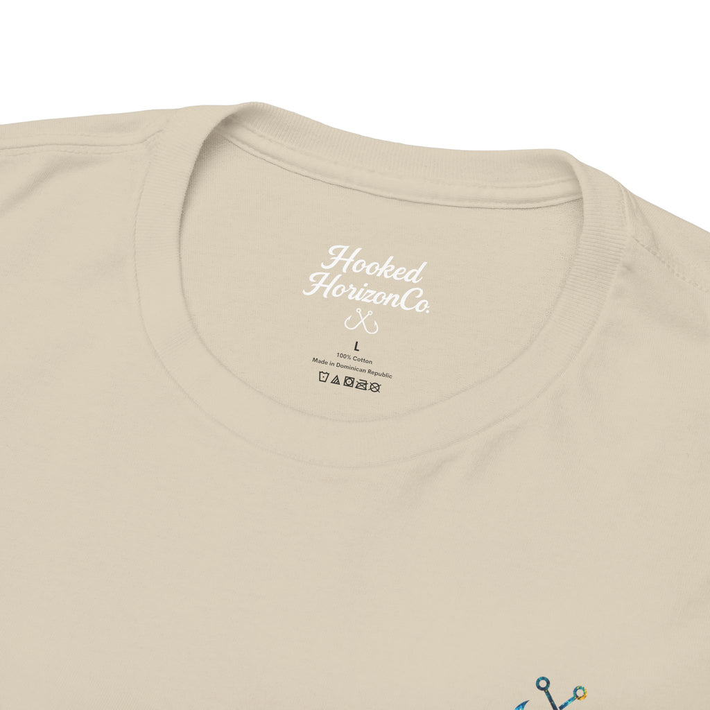 Bull Shark Hooked Horizon Co Tee—Ocean Graphic Tee — "Beloved" Ray Design
