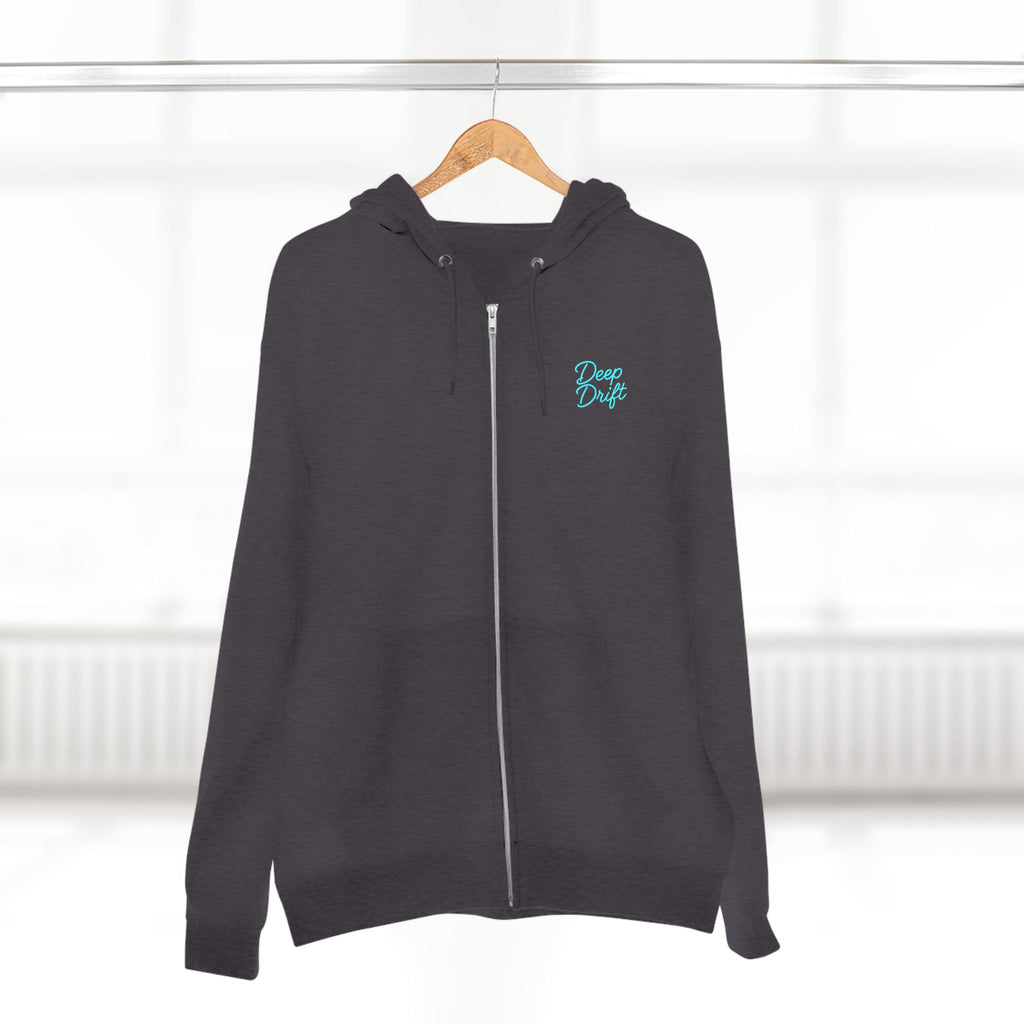 Marathon Key Neon Deep Drift Coral & Turtle Hooked Horizon Co. Unisex Zip Hoodie for Ocean Lovers, Nautical Fashion, Cool Weather Gear, Everyday Comfort, Perfect Gift
