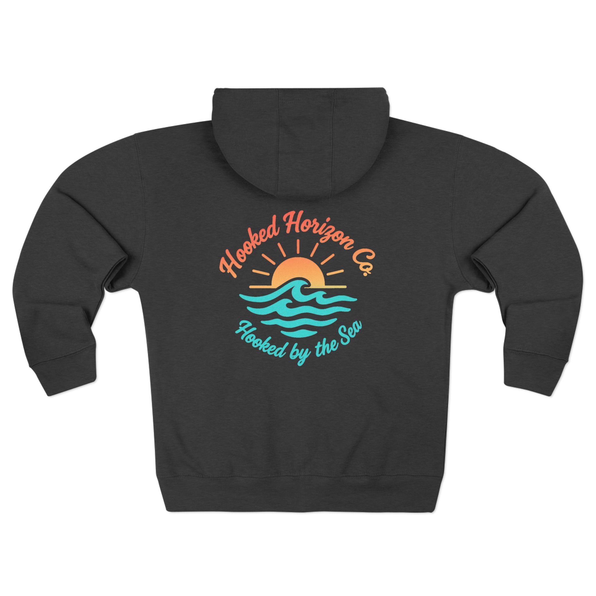 Wave & Sun Deep Drift– "Hooked By The Sea" Hooked Horizon Co. Unisex Zip Hoodie for Ocean Lovers, Nautical Fashion, Cool Weather Gear, Everyday Comfort, Perfect Gift