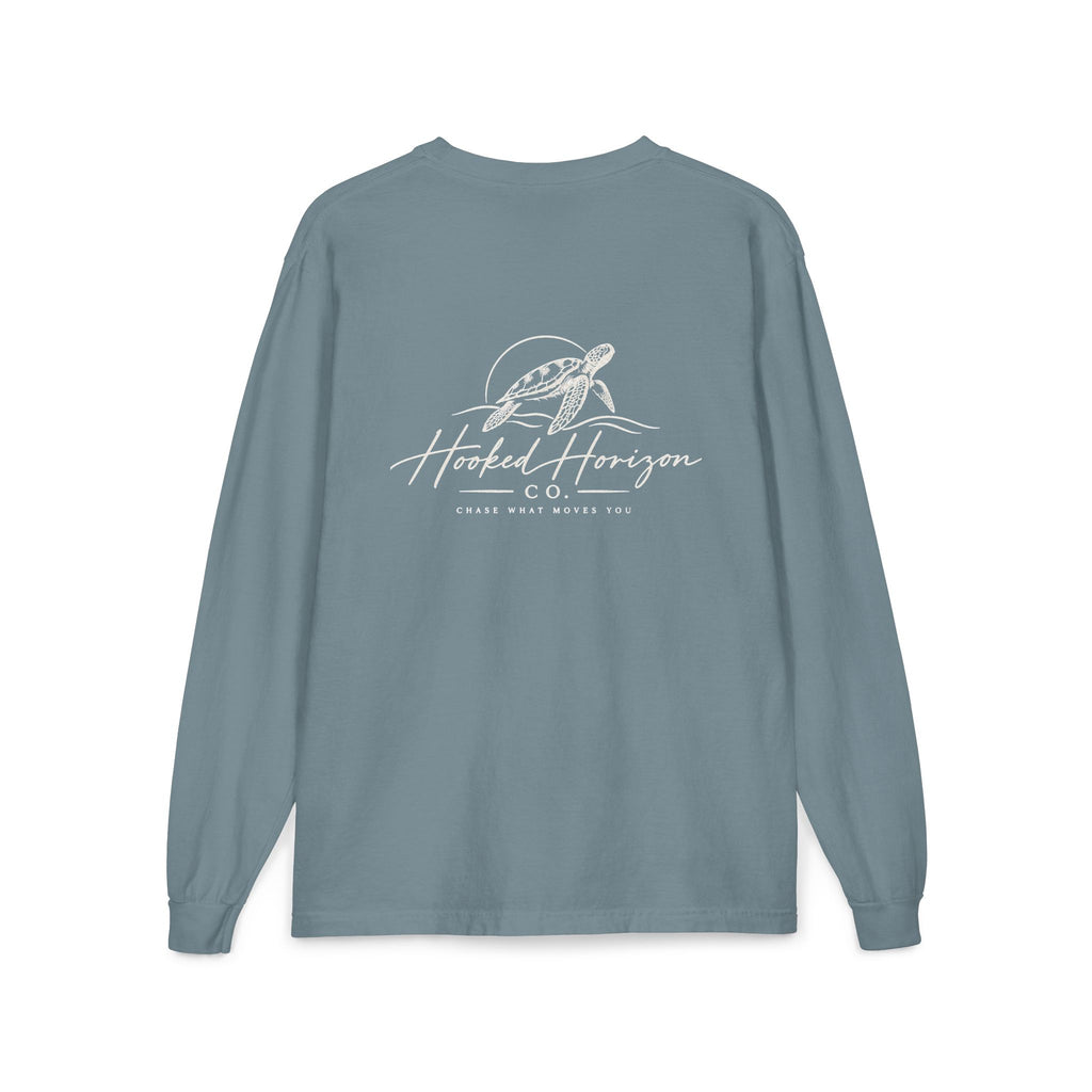 Turtle Hooked Horizon Co. – " Chase What Moves You "Unisex Long Sleeve Pocket T-Shirt