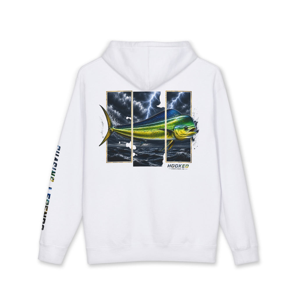 Mahi Mahi Hoodie Hooked Horizon Co. — Fishing Back Graphic Hoodie, Multiple Color Variations