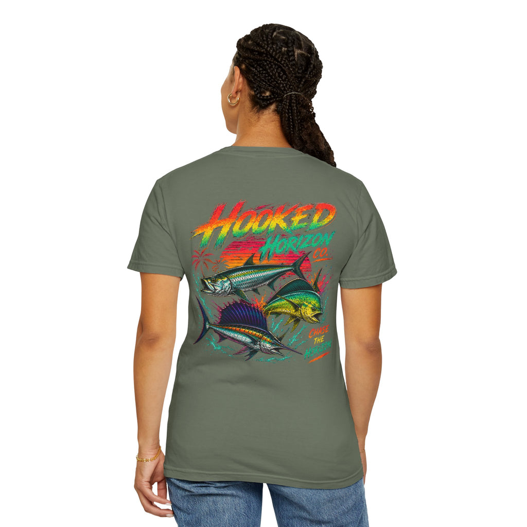 Retro 80s Tripple Fish Fishing Tee — Hooked Horizon Co.  Angler Gifts Ocean Lover Gifts