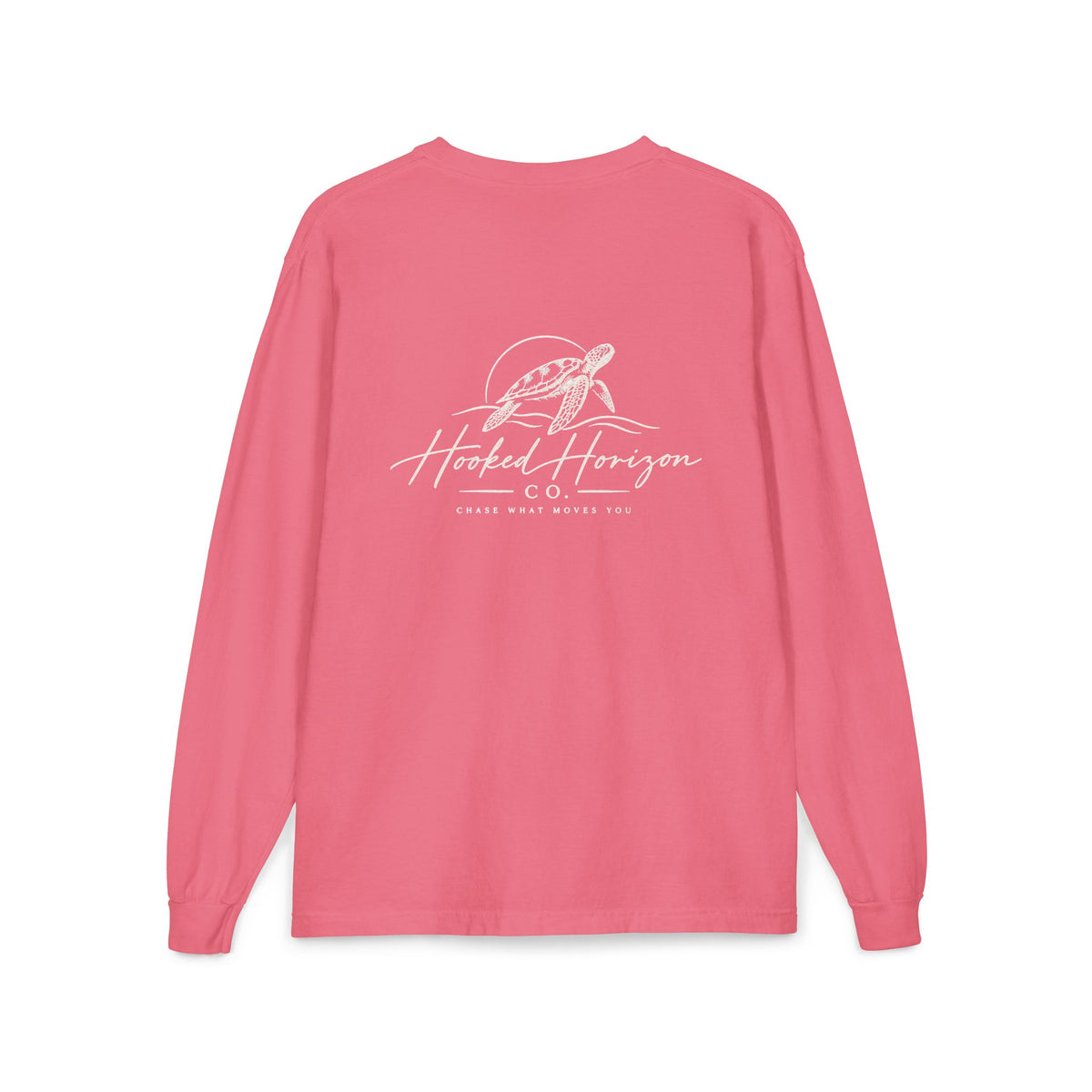Turtle Hooked Horizon Co. – " Chase What Moves You "Unisex Long Sleeve Pocket T-Shirt