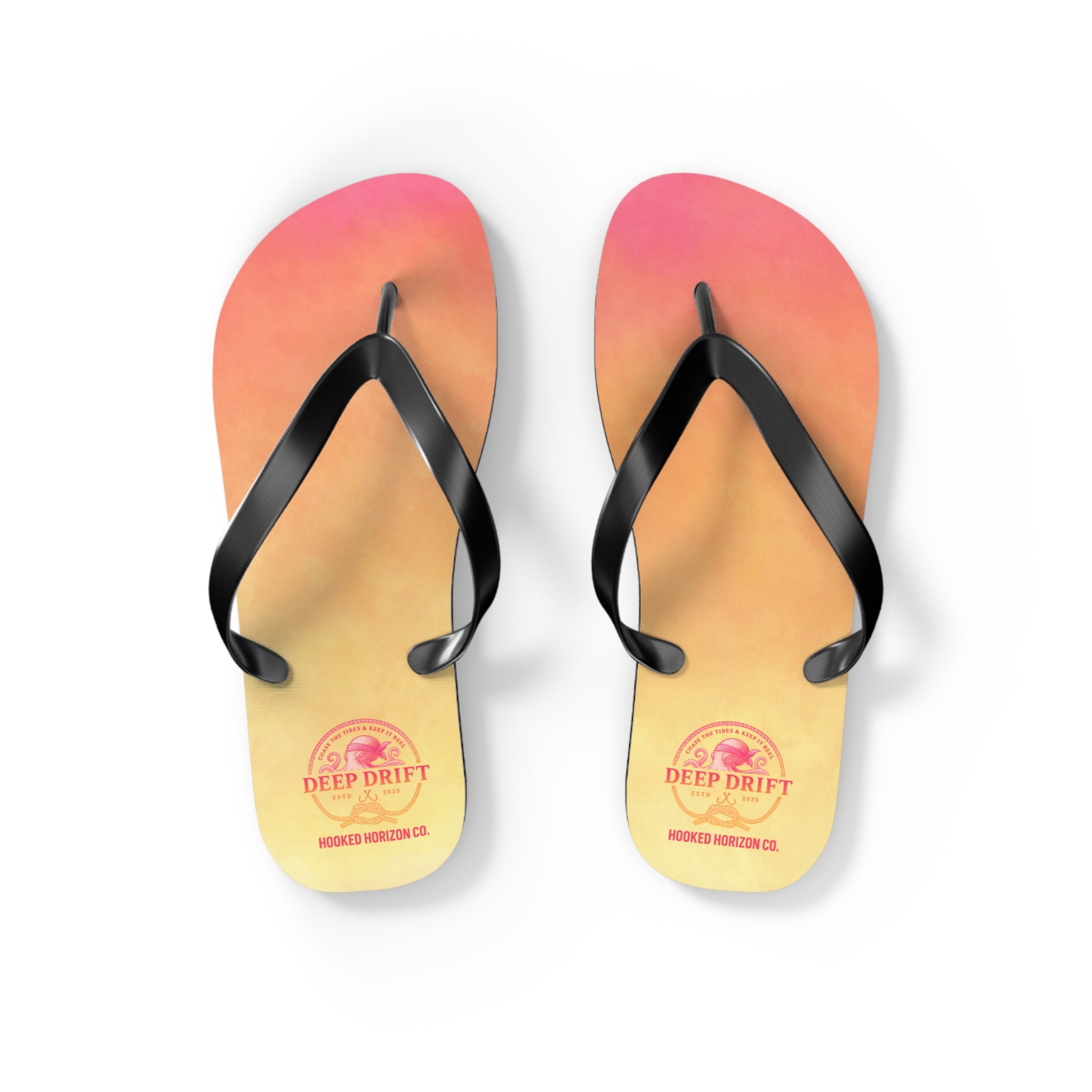 Pink Ombre Ocean-Inspired Flip Flops, Summer Sandals, Beach Footwear, Deep Drift, Vacation Essentials, Nautical Gift