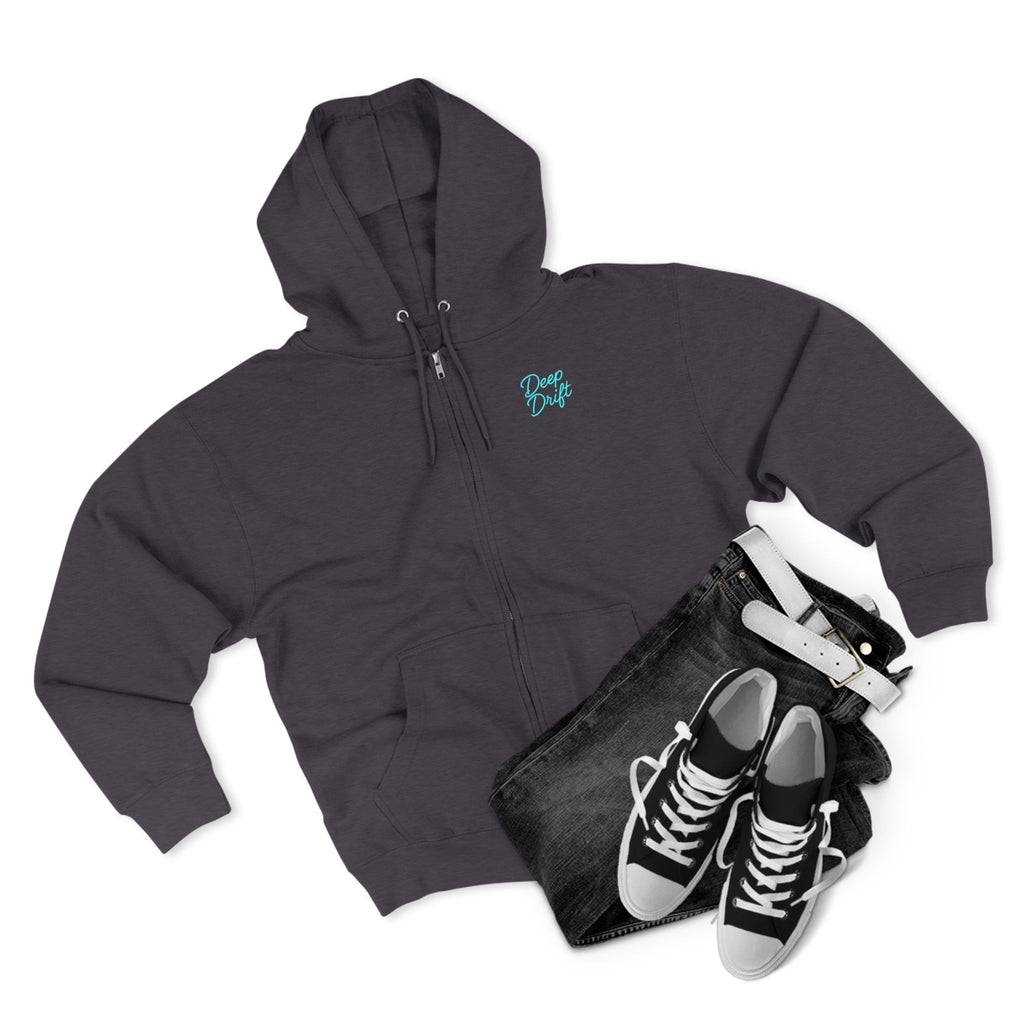 Marathon Key Neon Deep Drift Coral & Turtle Hooked Horizon Co. Unisex Zip Hoodie for Ocean Lovers, Nautical Fashion, Cool Weather Gear, Everyday Comfort, Perfect Gift