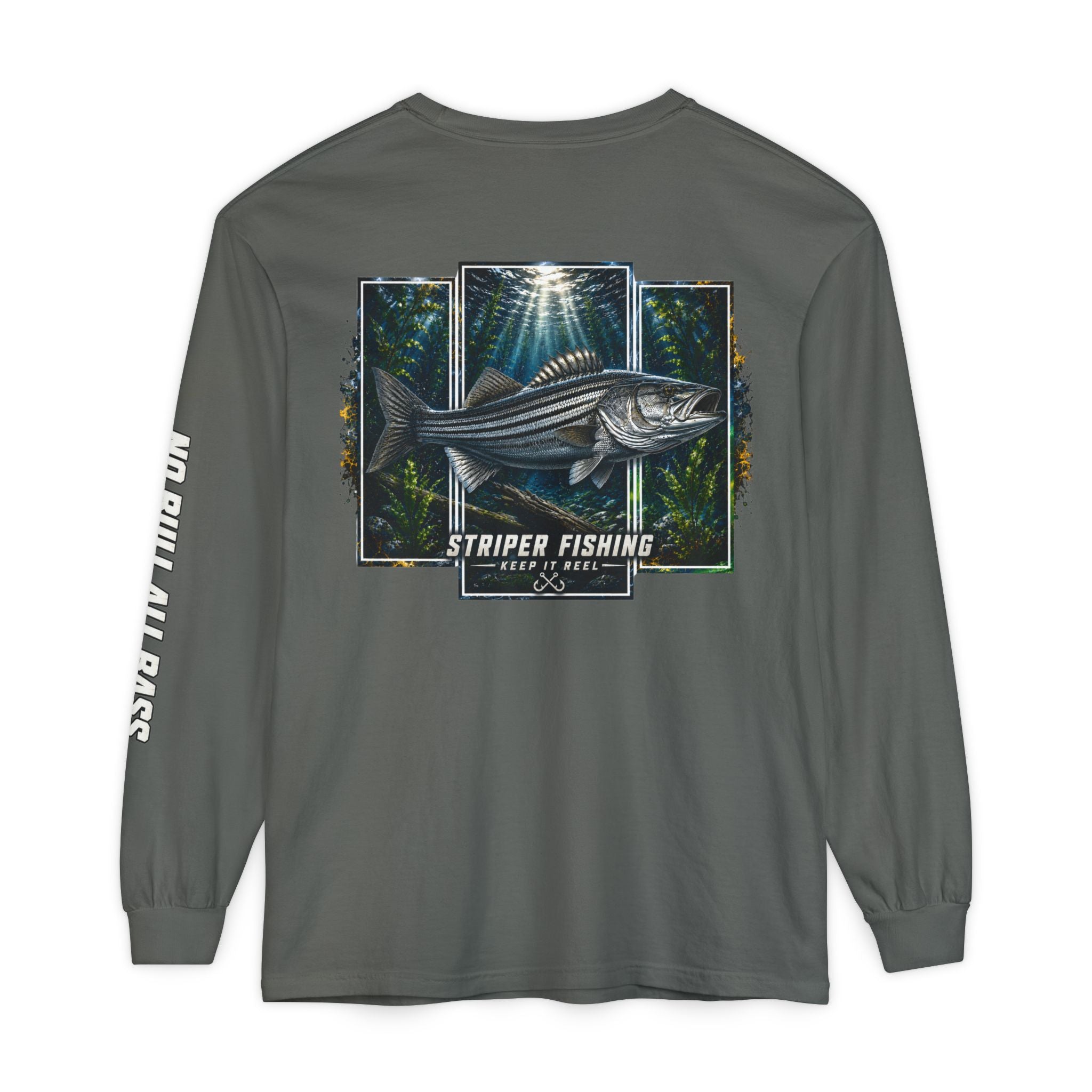 Saltwater Sea Striper Fishing Long Sleeve T-Shirt, Ocean Adventure Apparel, Boat Trip Shirt, Coastal Style, Gift for Fishermen