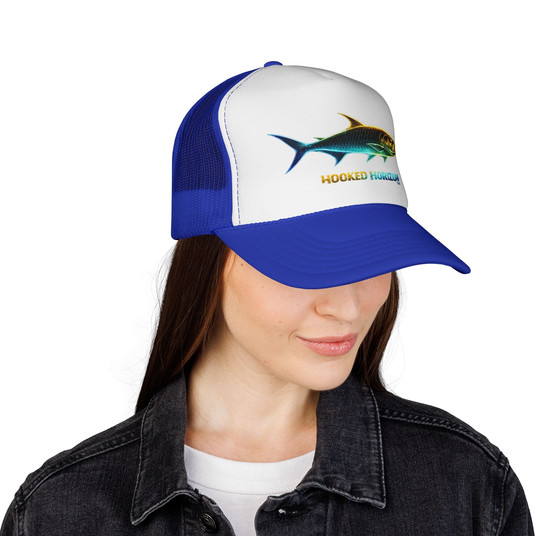 Gold & Blue Tarpon Trucker Cap — Fishing & Beach Hat