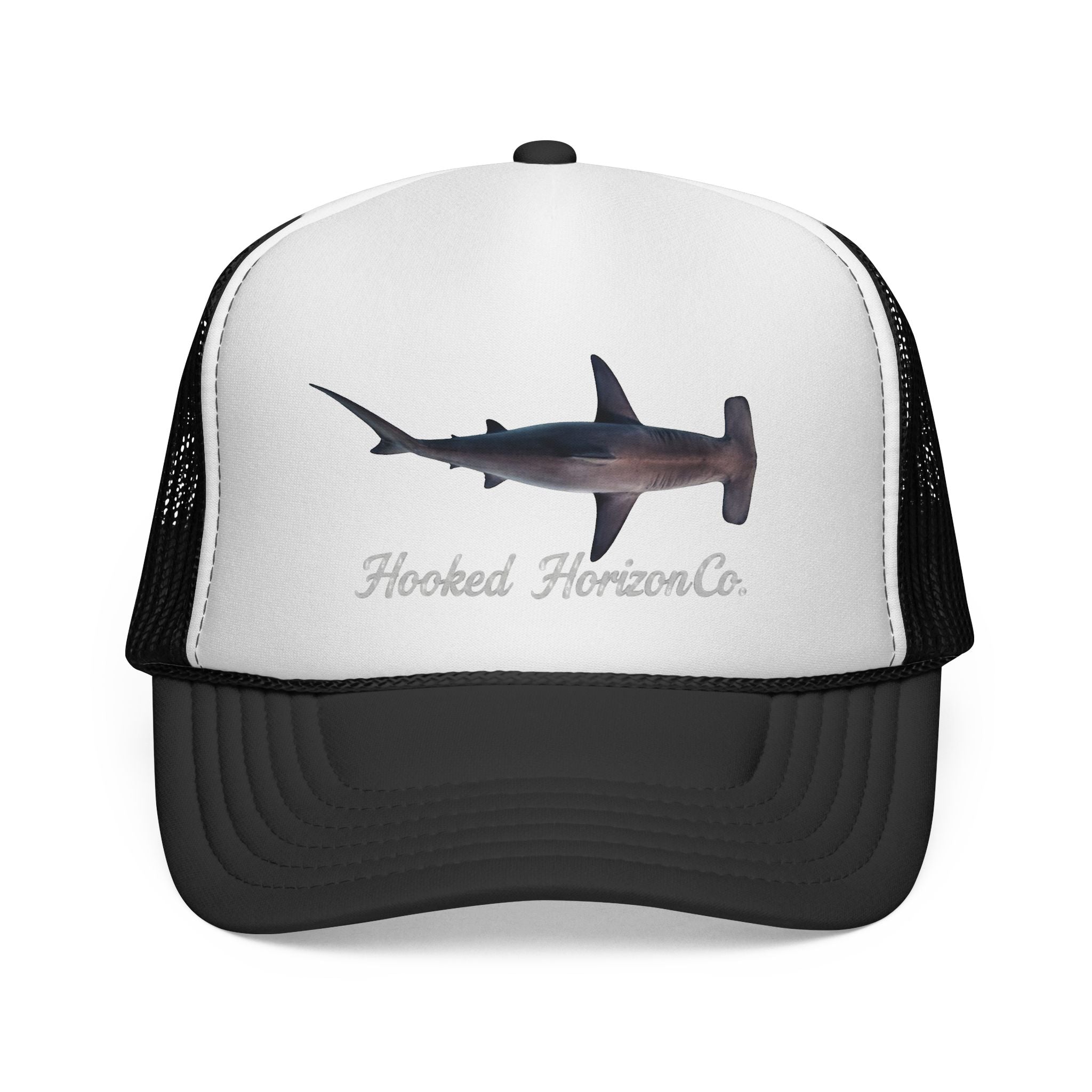 Hammer Head Shark Trucker Cap — 'Chasing Legends' Fishing Hooks Logo