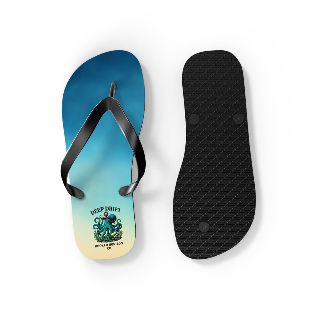 Ocean-Inspired Flip Flops, Summer Sandals, Beach Footwear, Deep Drift, Vacation Essentials, Nautical Gift