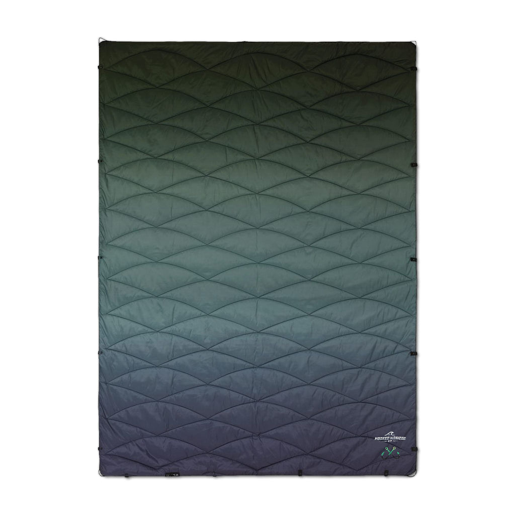 Wave Hooked Horizon Co. Embroidered Gradient Puffer Blanket - Lightweight Quilted Outdoor Throw