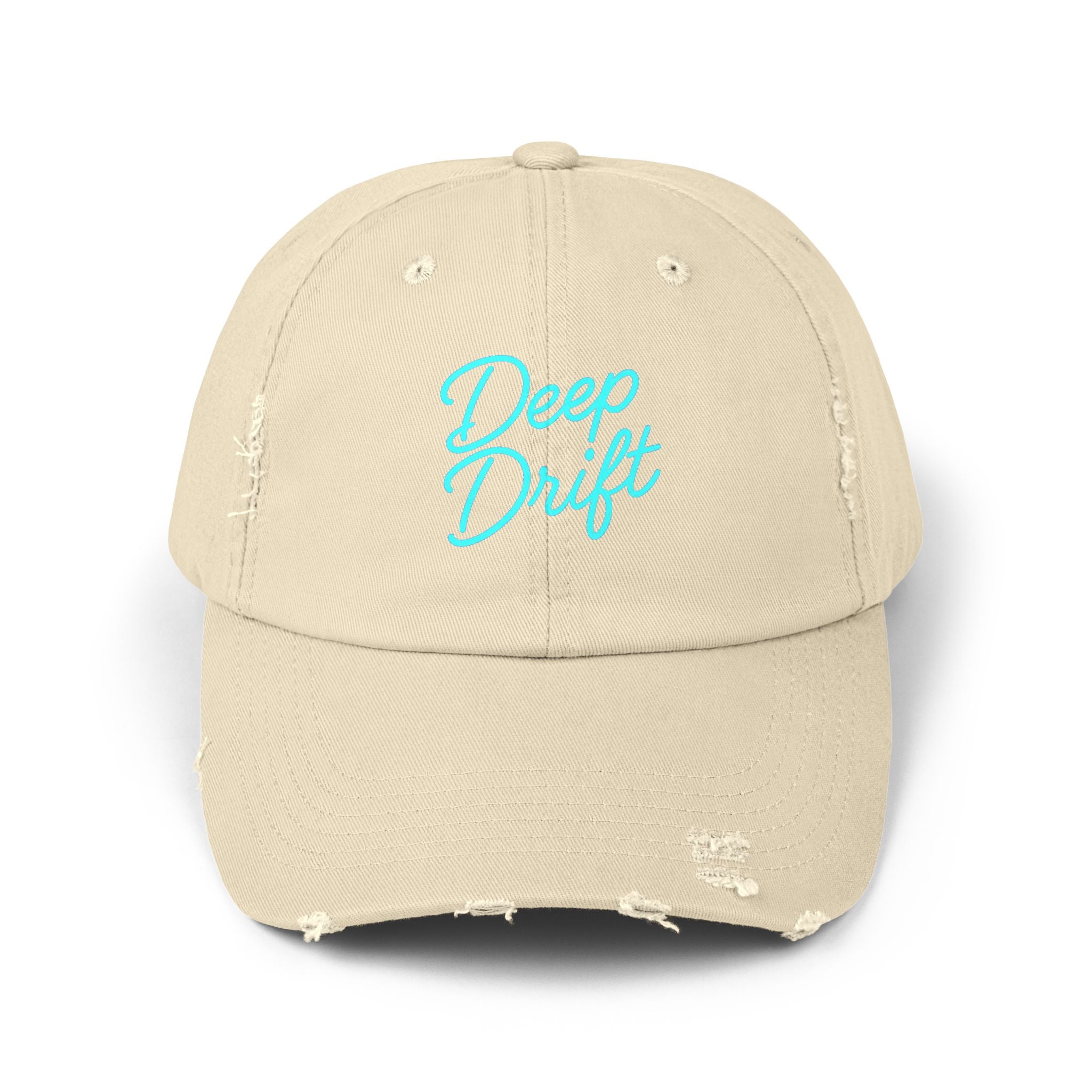Deep Drift Turquoise Hooked Horizon Co.  Hat Unisex Distressed Cap - Casual Chic Hat, Perfect for Outdoor Adventures, Gifts for Him/Her, Vintage Style, Everyday Wear