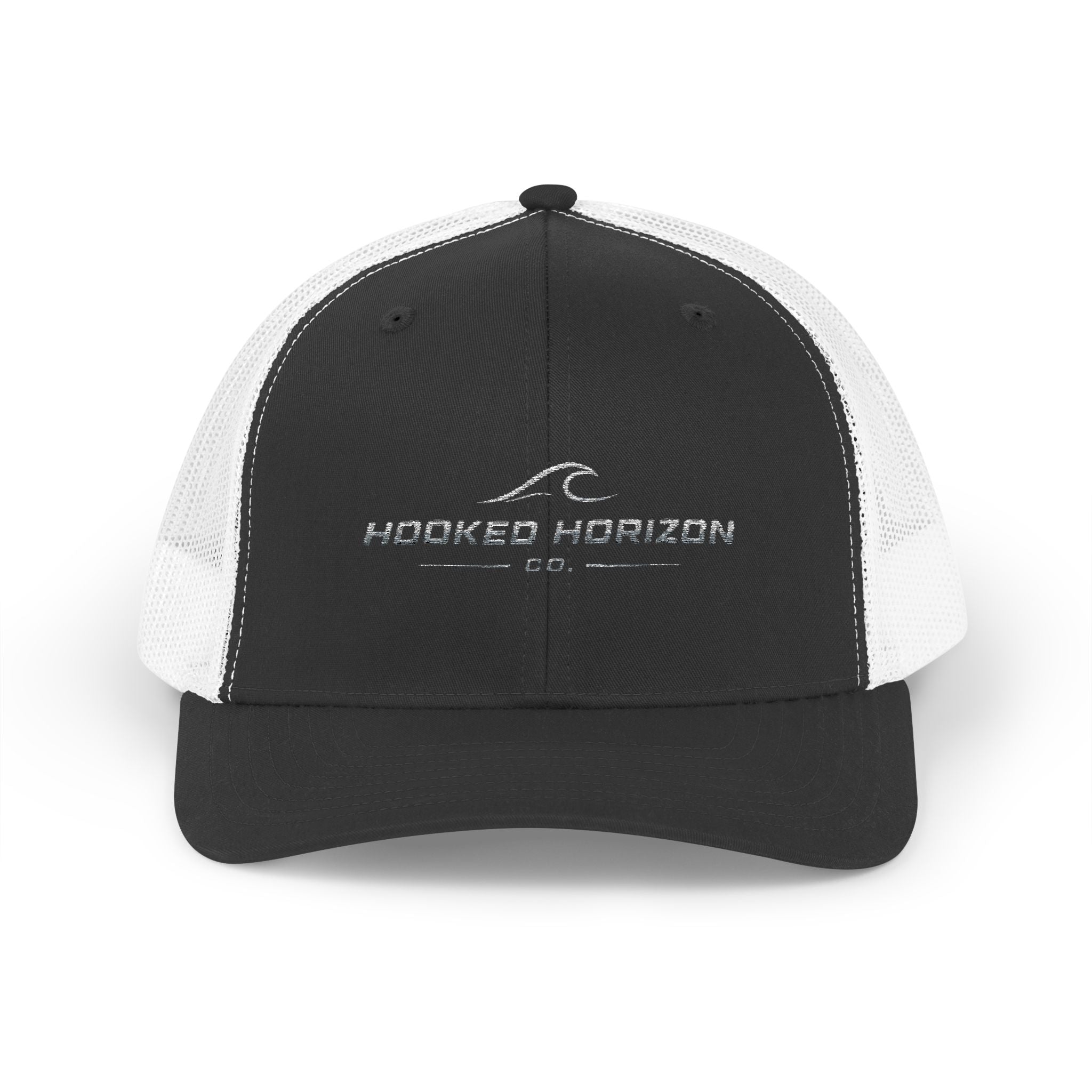 Wave Hooked Horizon Trucker Cap — Embroidered Fishing Snapback